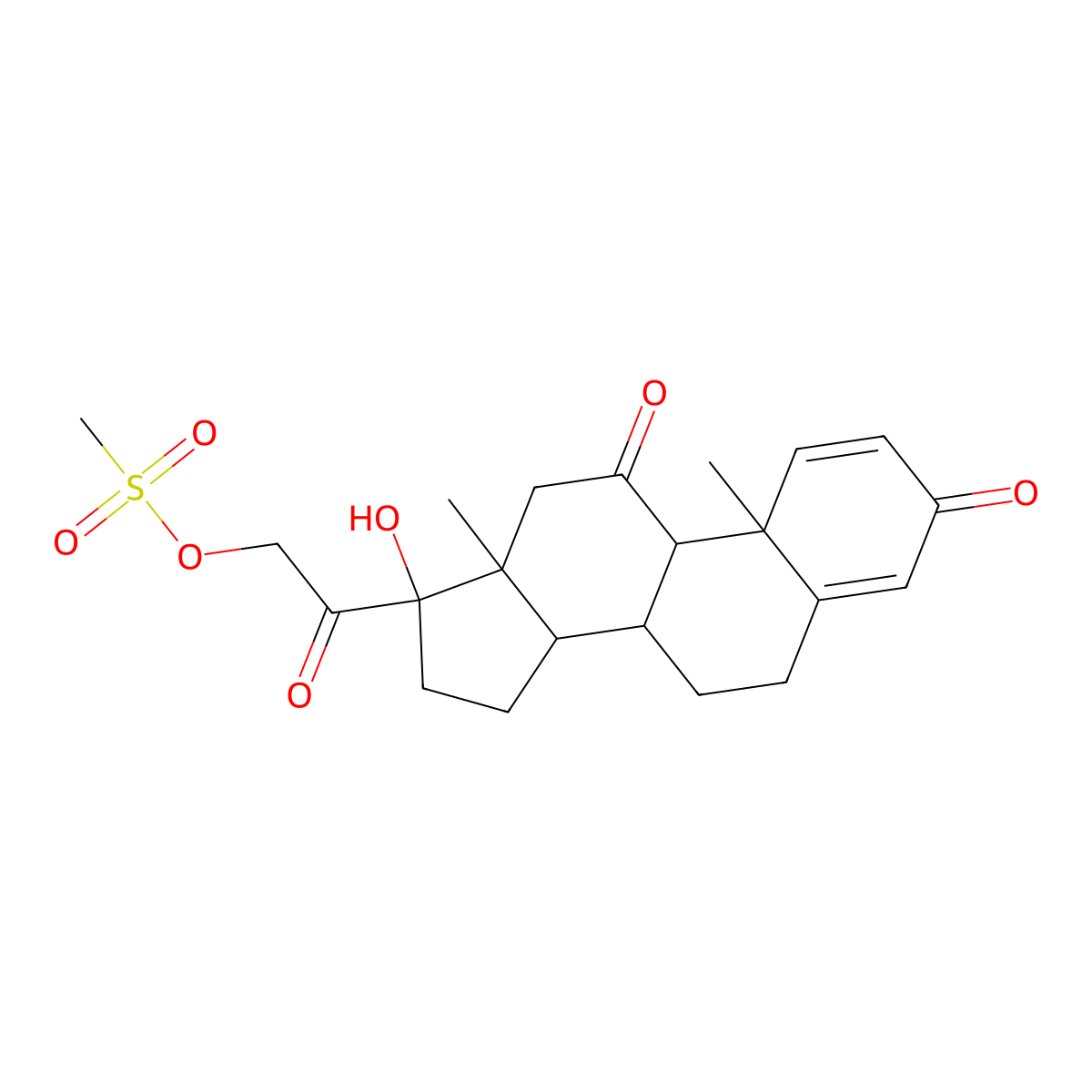 17-Hydroxy-21-[(methylsulfonyl)oxy]-pregna-1,4-diene-3,11,20-trione molecular structure, CAS 76676-23-8