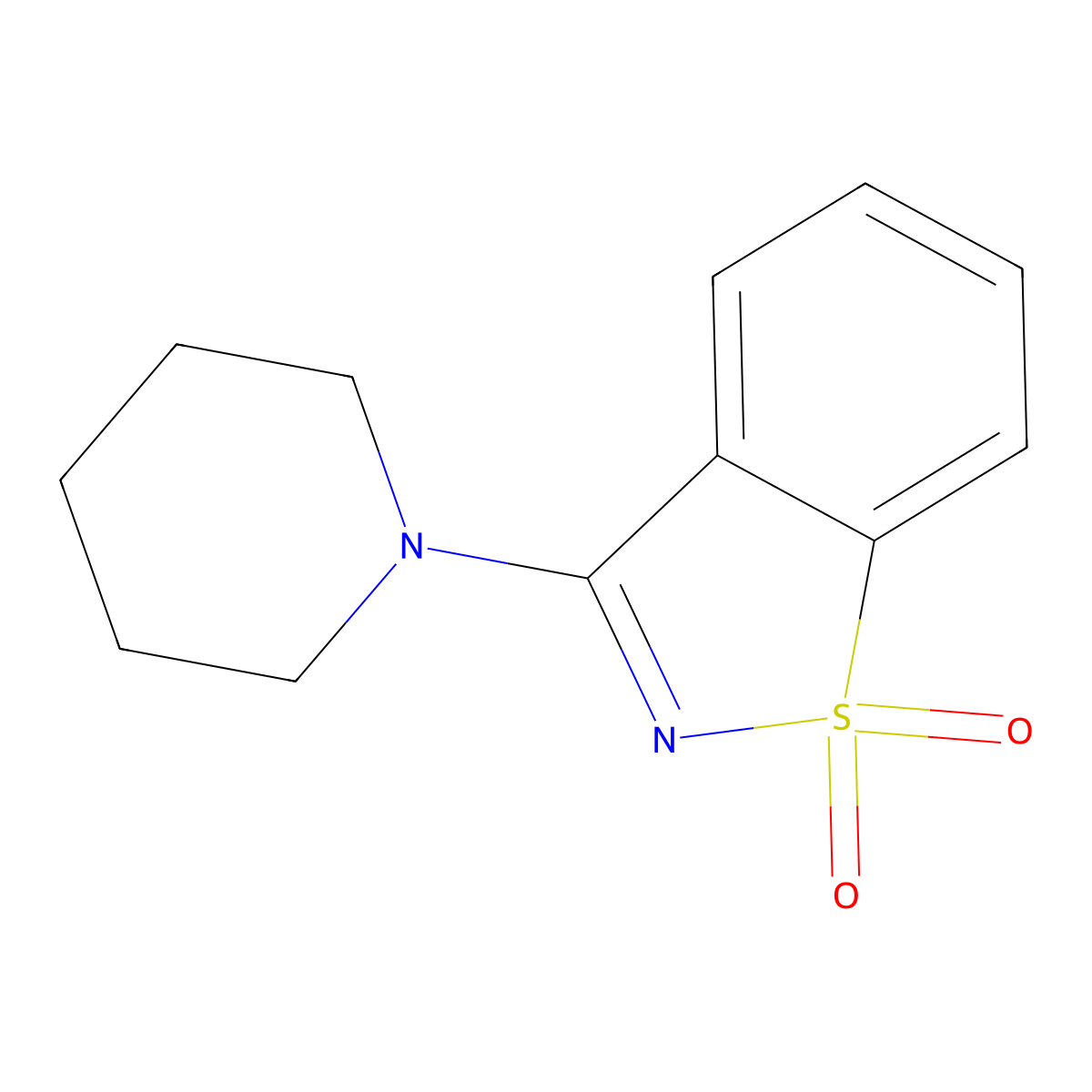 1,2-Benzisothiazole, 3-piperidino-, 1,1-dioxide molecular structure, CAS 7668-30-6