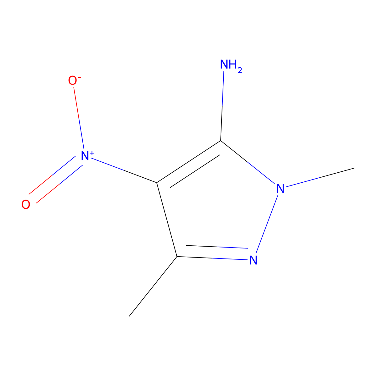 1,3-dimethyl-4-nitro-1H-pyrazol-5-amine molecular structure, CAS 76689-64-0