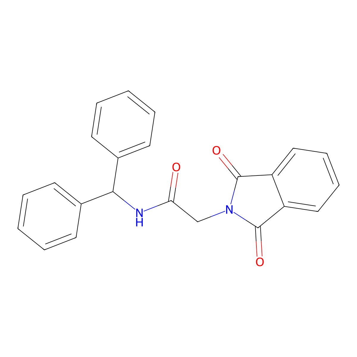 N-benzhydryl-2-(1,3-dioxoisoindol-2-yl)acetamide molecular structure, CAS 76691-93-5