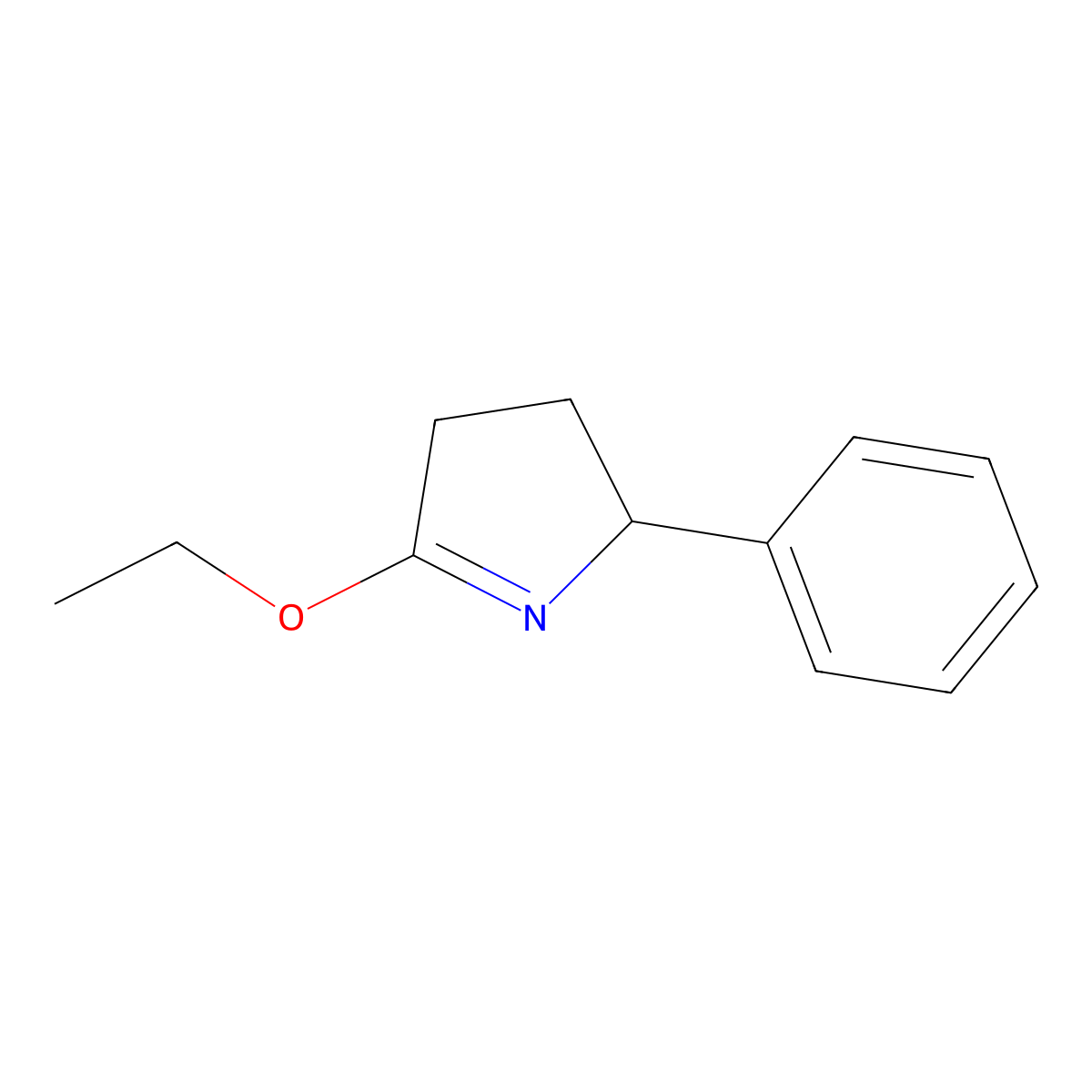 5-ethoxy-2-phenyl-3,4-dihydro-2H-pyrrole molecular structure, CAS 76697-00-2
