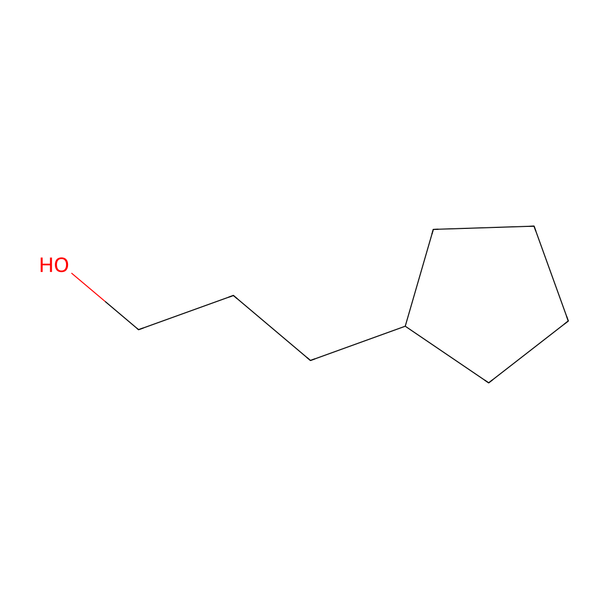 Cyclopentanepropanol molecular structure, CAS 767-05-5