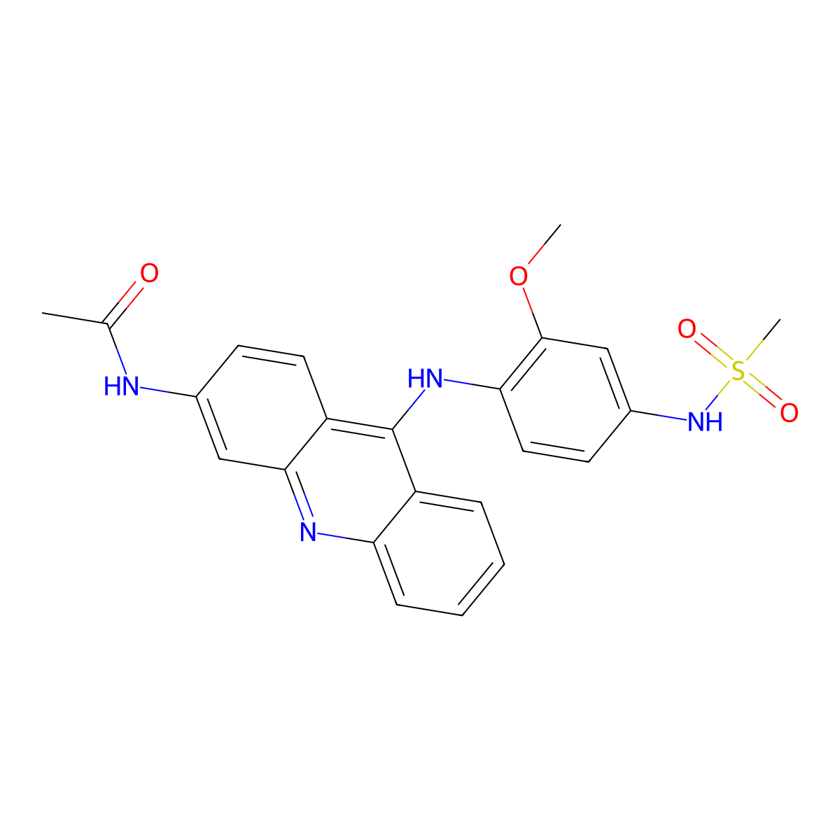 Acetamide, N-(9-((2-methoxy-4-((methylsulfonyl)amino)phenyl)amino)-3-acridinyl)- molecular structure, CAS 76708-33-3