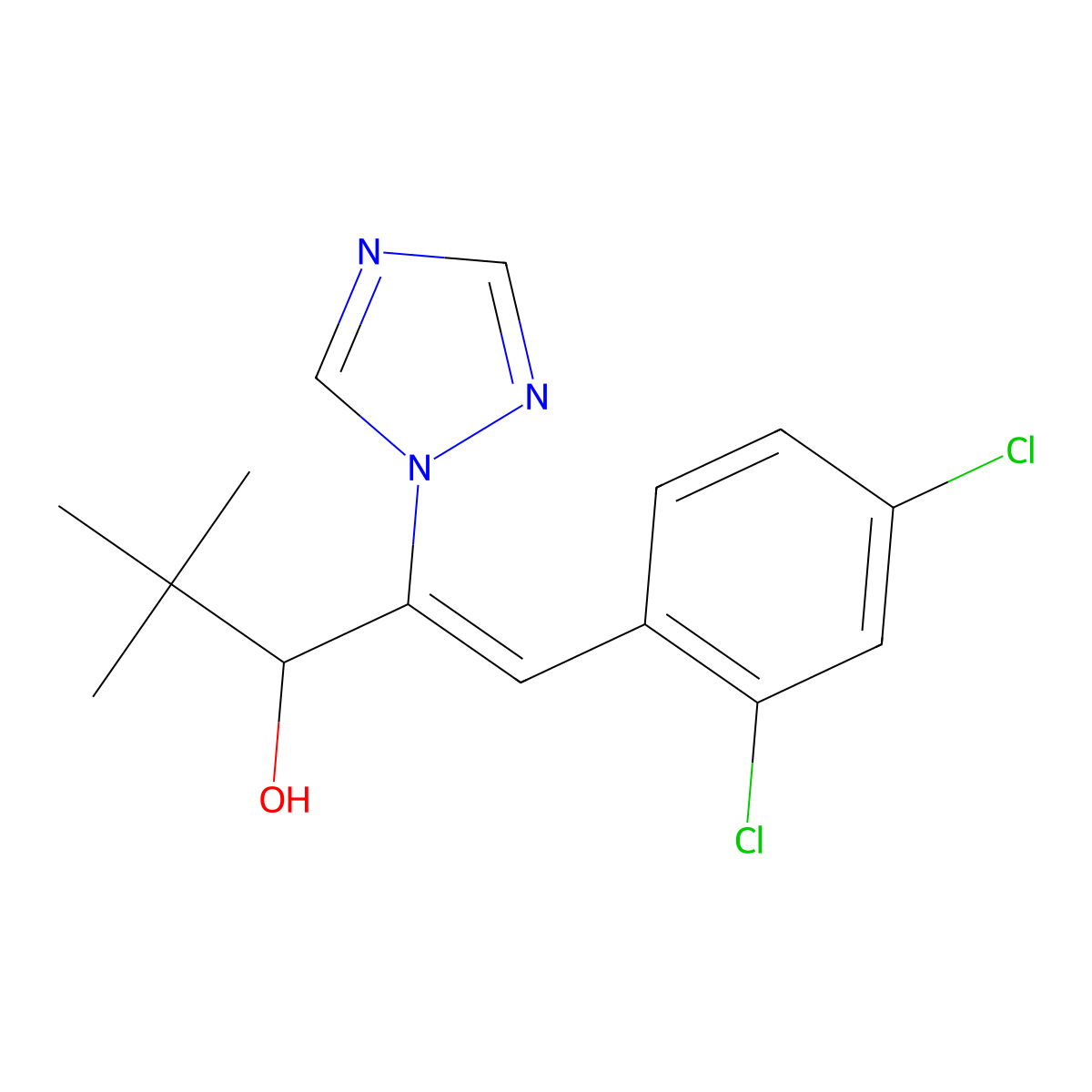 (Z)-1-(2,4-dichlorophenyl)-4,4-dimethyl-2-(1,2,4-triazol-1-yl)pent-1-en-3-ol molecular structure, CAS 76714-16-4