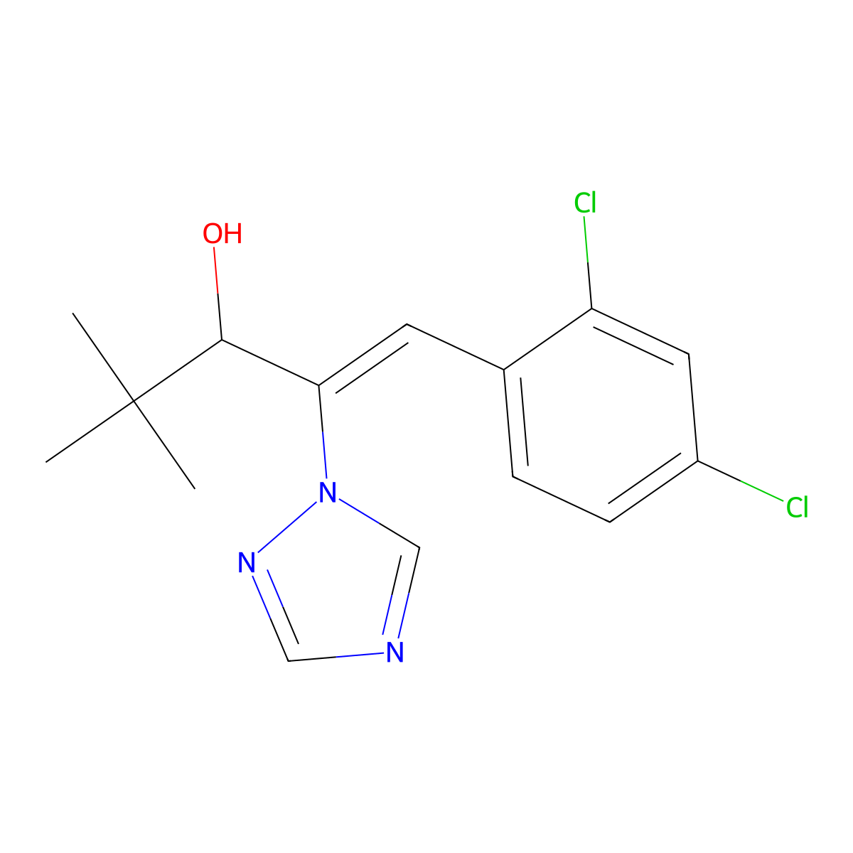 (Z)-1-(2,4-dichlorophenyl)-4,4-dimethyl-2-(1,2,4-triazol-1-yl)pent-1-en-3-ol molecular structure, CAS 76714-16-4