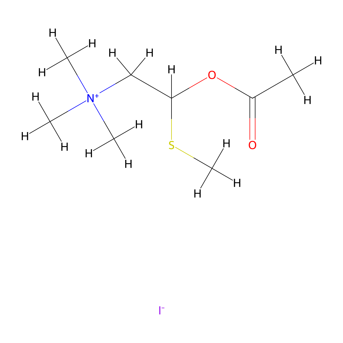 Ethanaminium, 2-(acetyloxy)-N,N,N-trimethyl-2-(methylthio)-, iodide (1:1) molecular structure, CAS 76721-90-9