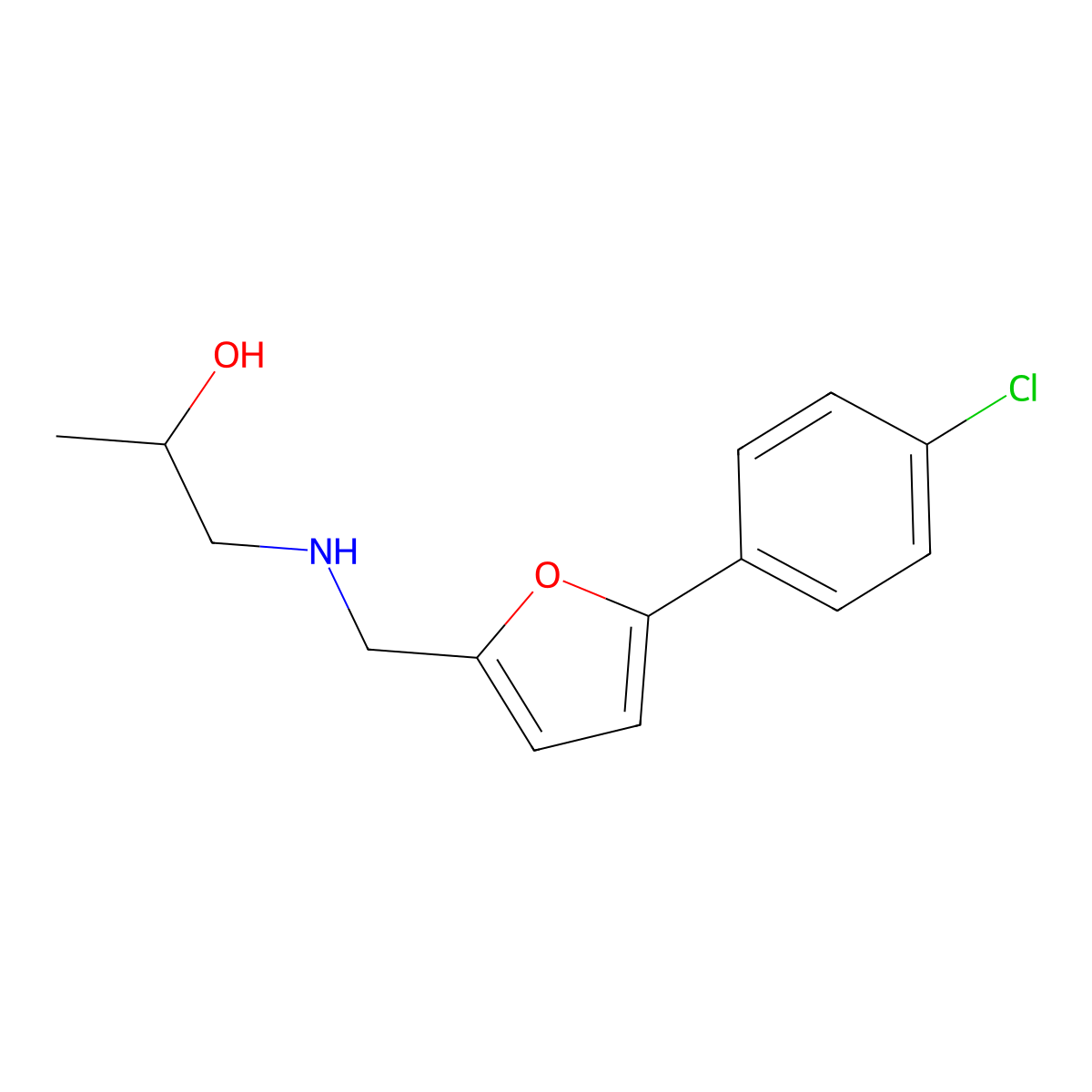 1-({[5-(4-Chlorophenyl)-2-furyl]methyl}amino)-2-propanol molecular structure, CAS 767235-00-7