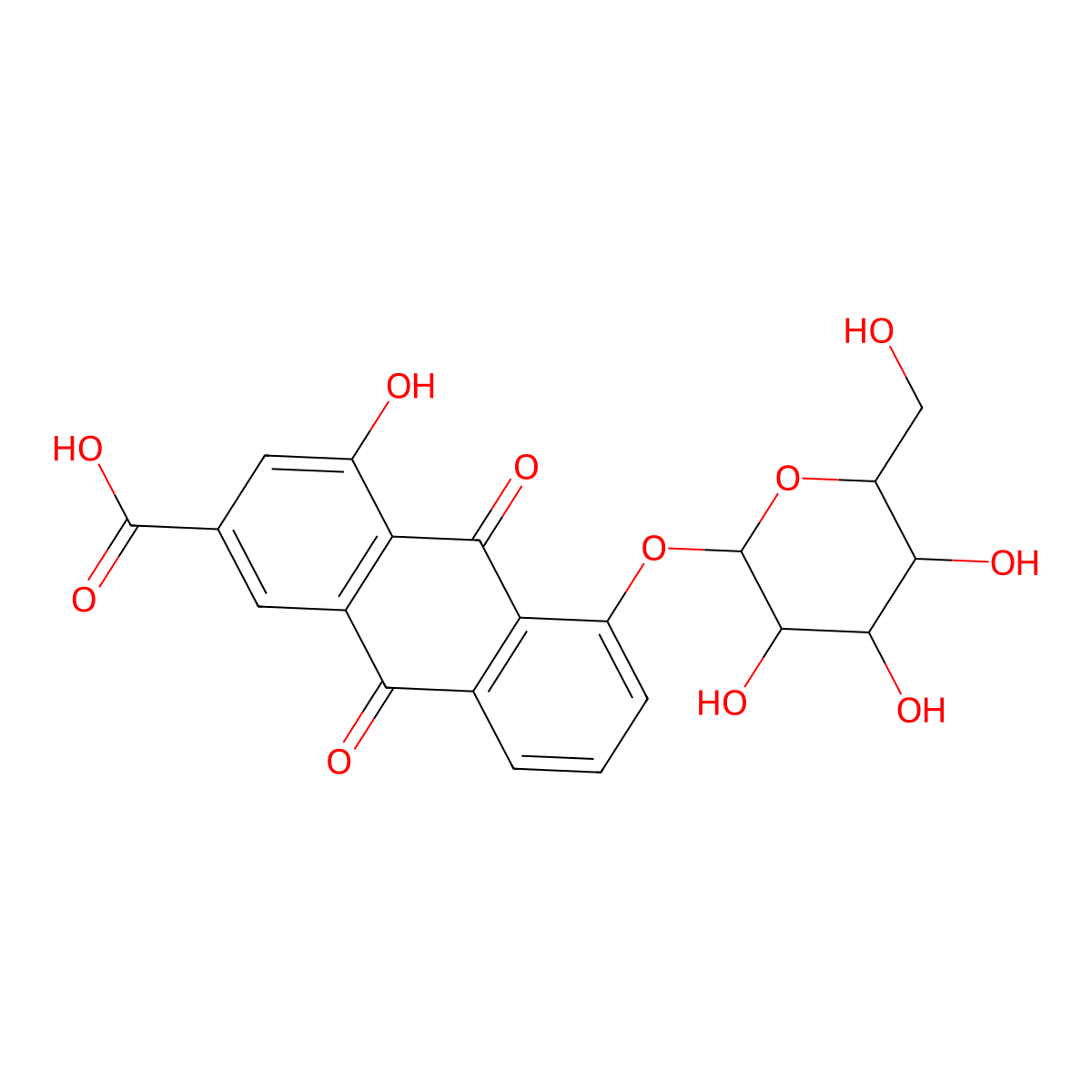 rhein 8-O-beta-D-glucopyranoside molecular structure, CAS 767249-11-6