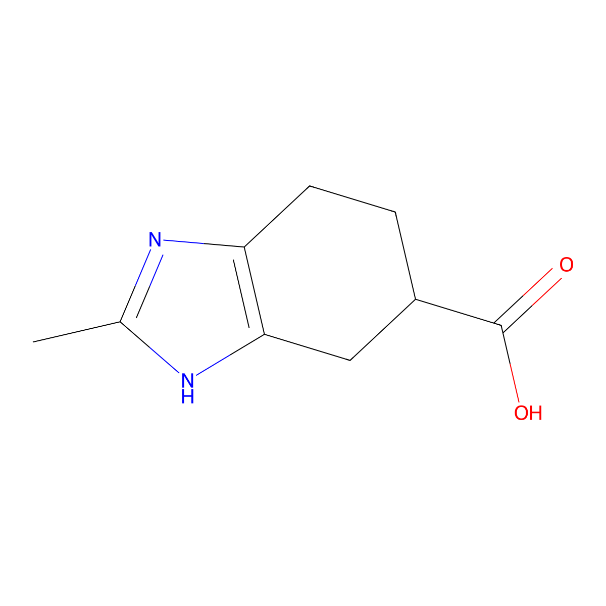 2-methyl-4,5,6,7-tetrahydro-1H-1,3-benzodiazole-5-carboxylic acid molecular structure, CAS 767254-15-9