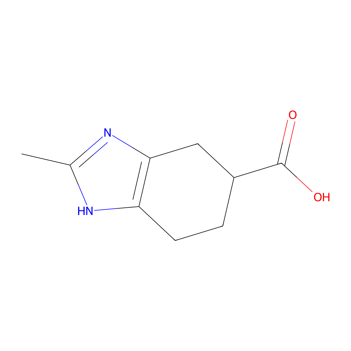 2-methyl-4,5,6,7-tetrahydro-1H-1,3-benzodiazole-5-carboxylic acid molecular structure, CAS 767254-15-9