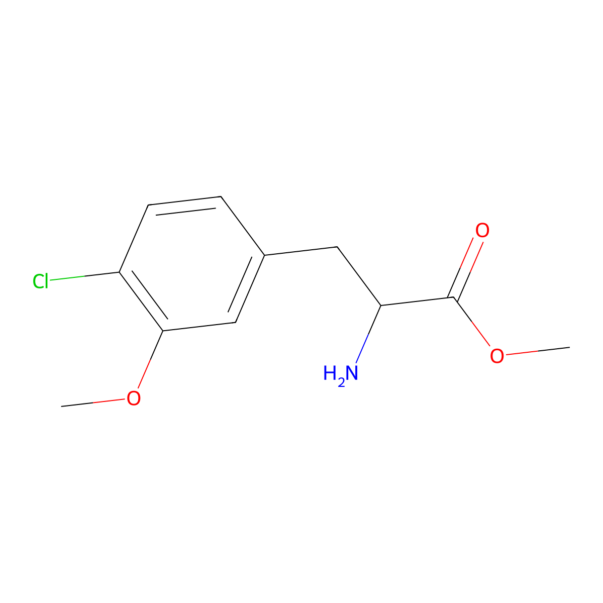 Methyl (R)-2-amino-3-(4-chloro-3-methoxyphenyl)propanoate molecular structure, CAS 767275-23-0