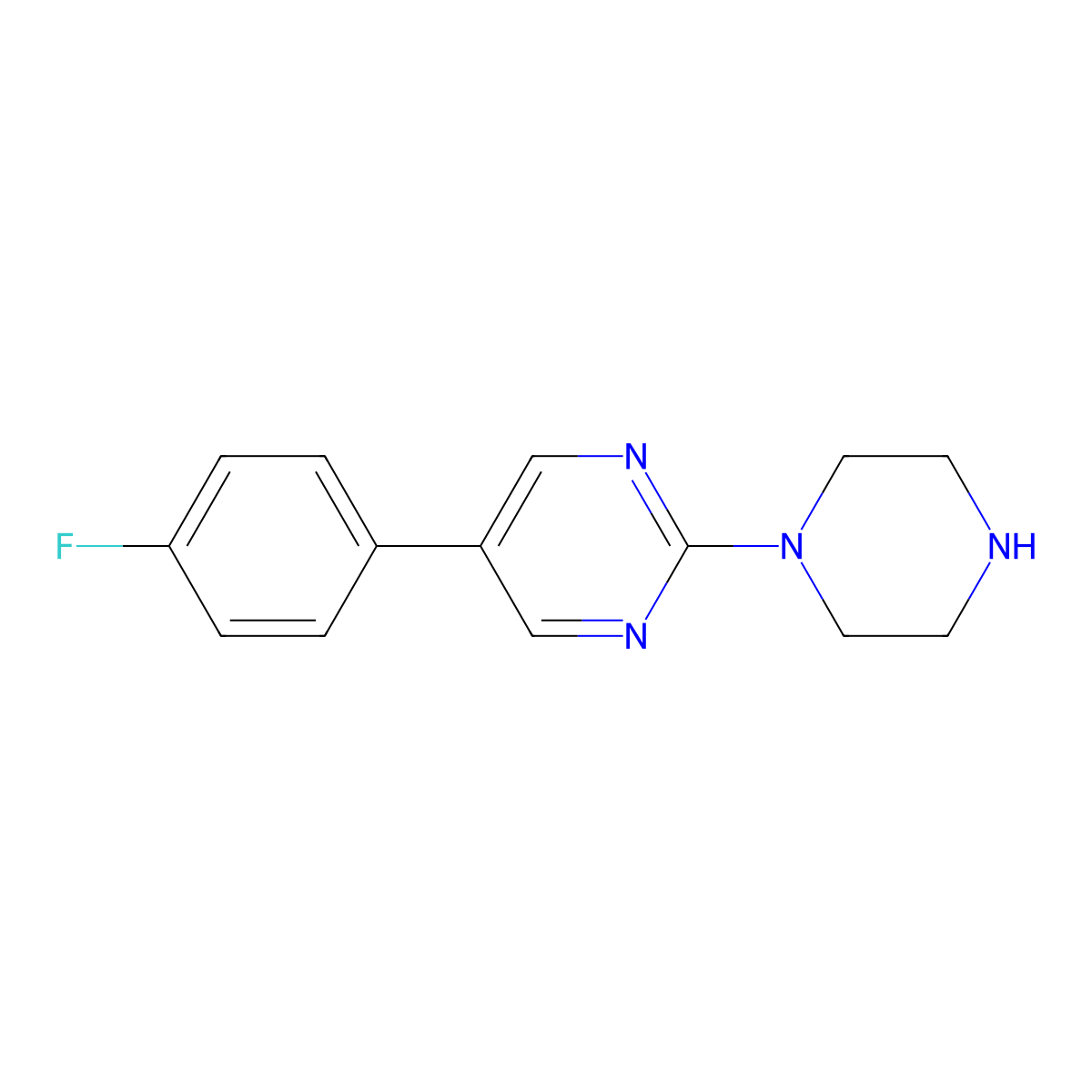5-(4-Fluorophenyl)-2-(piperazin-1-yl)pyrimidine molecular structure, CAS 767279-07-2