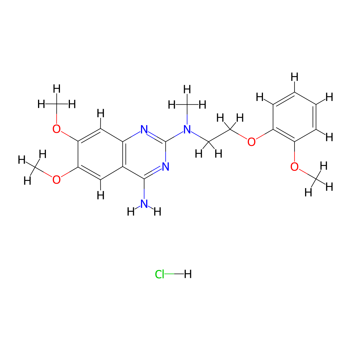 6,7-Dimethoxy-N(2)-(2-(2-methoxyphenoxy)ET)-N(2)-ME-2,4-quinazolinediamine hcl molecular structure, CAS 767293-01-6