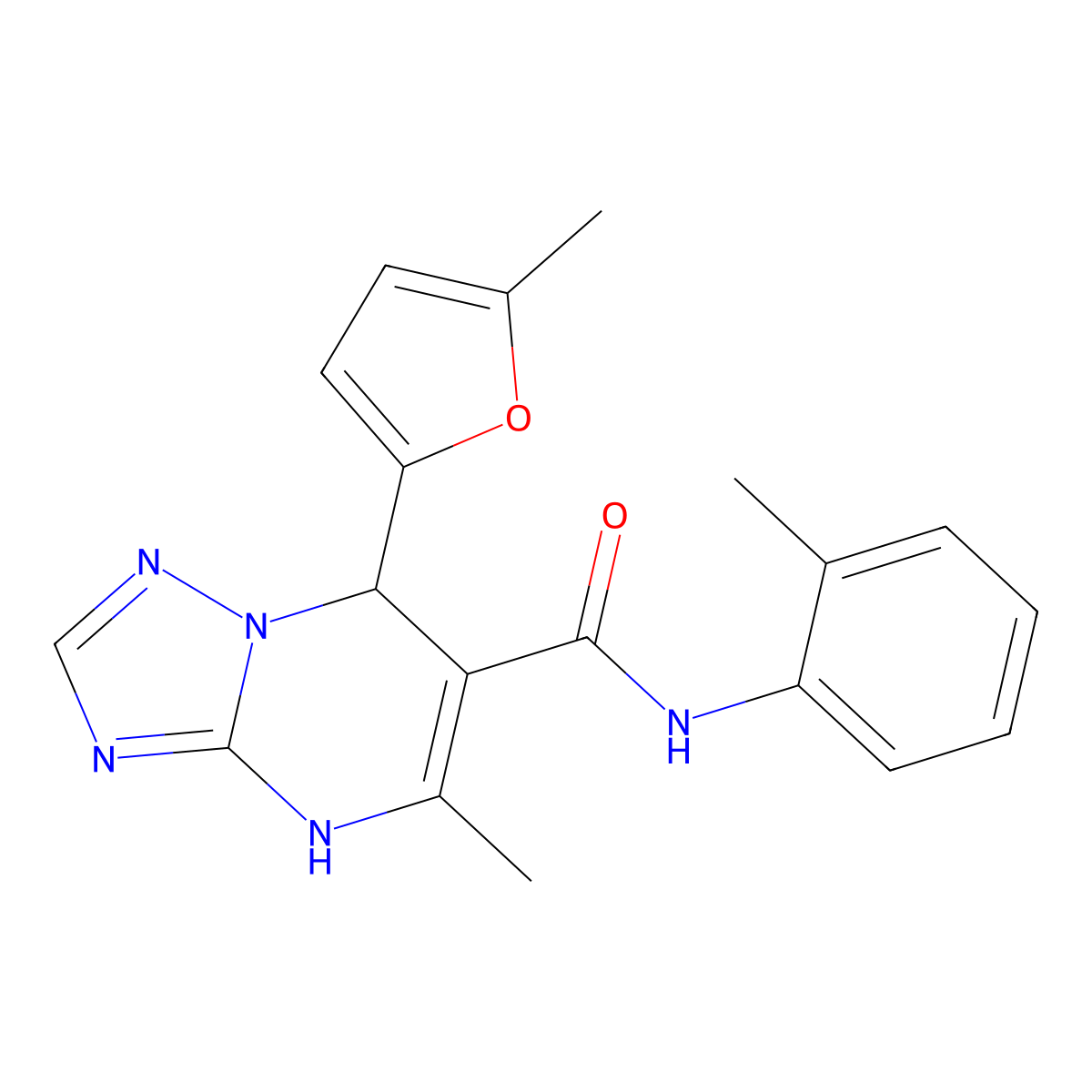 5-methyl-7-(5-methylfuran-2-yl)-N-(2-methylphenyl)-4,7-dihydro[1,2,4]triazolo[1,5-a]pyrimidine-6-carboxamide molecular structure, CAS 767293-51-6