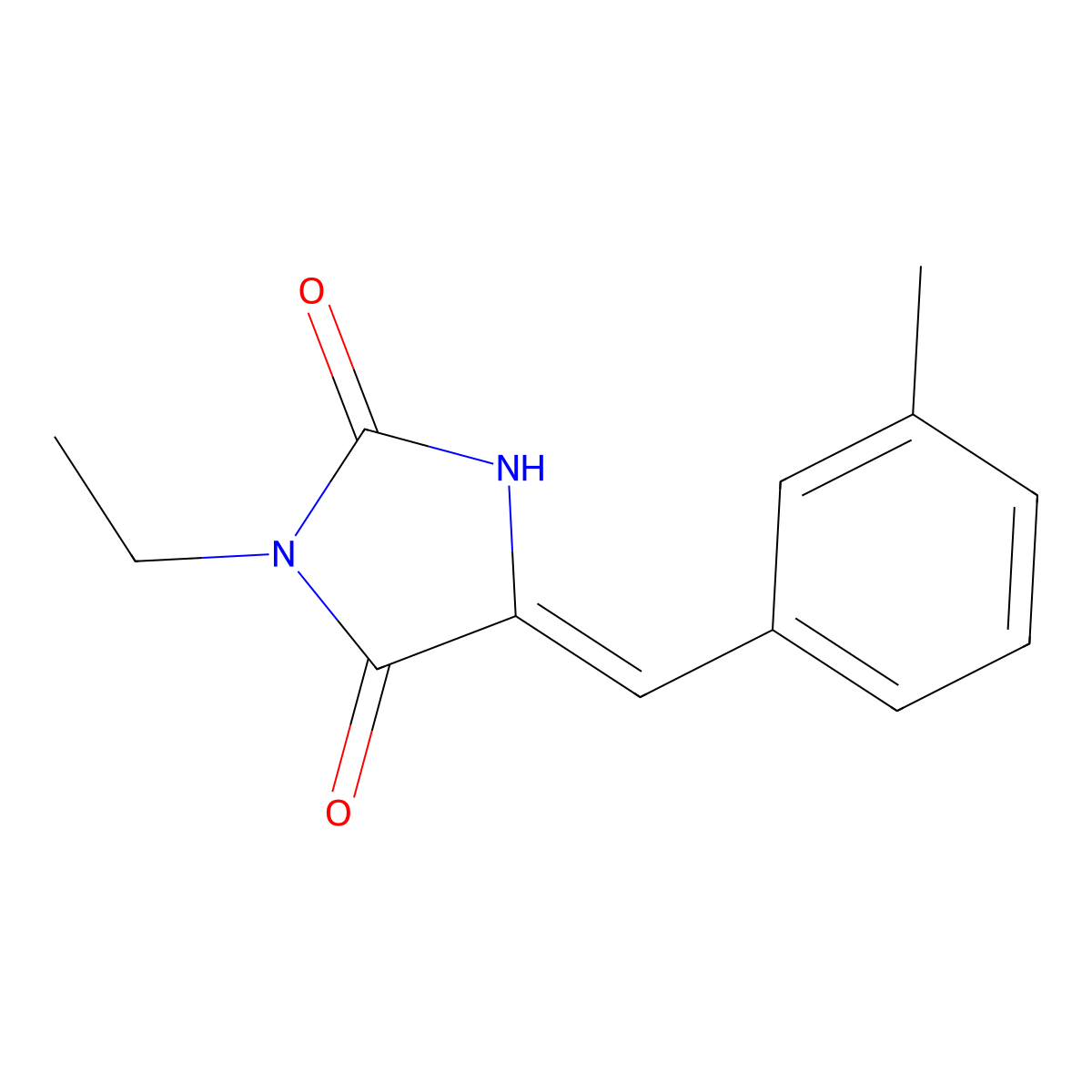 2,4-Imidazolidinedione, 3-ethyl-5-[(3-methylphenyl)methylene]- molecular structure, CAS 767293-86-7