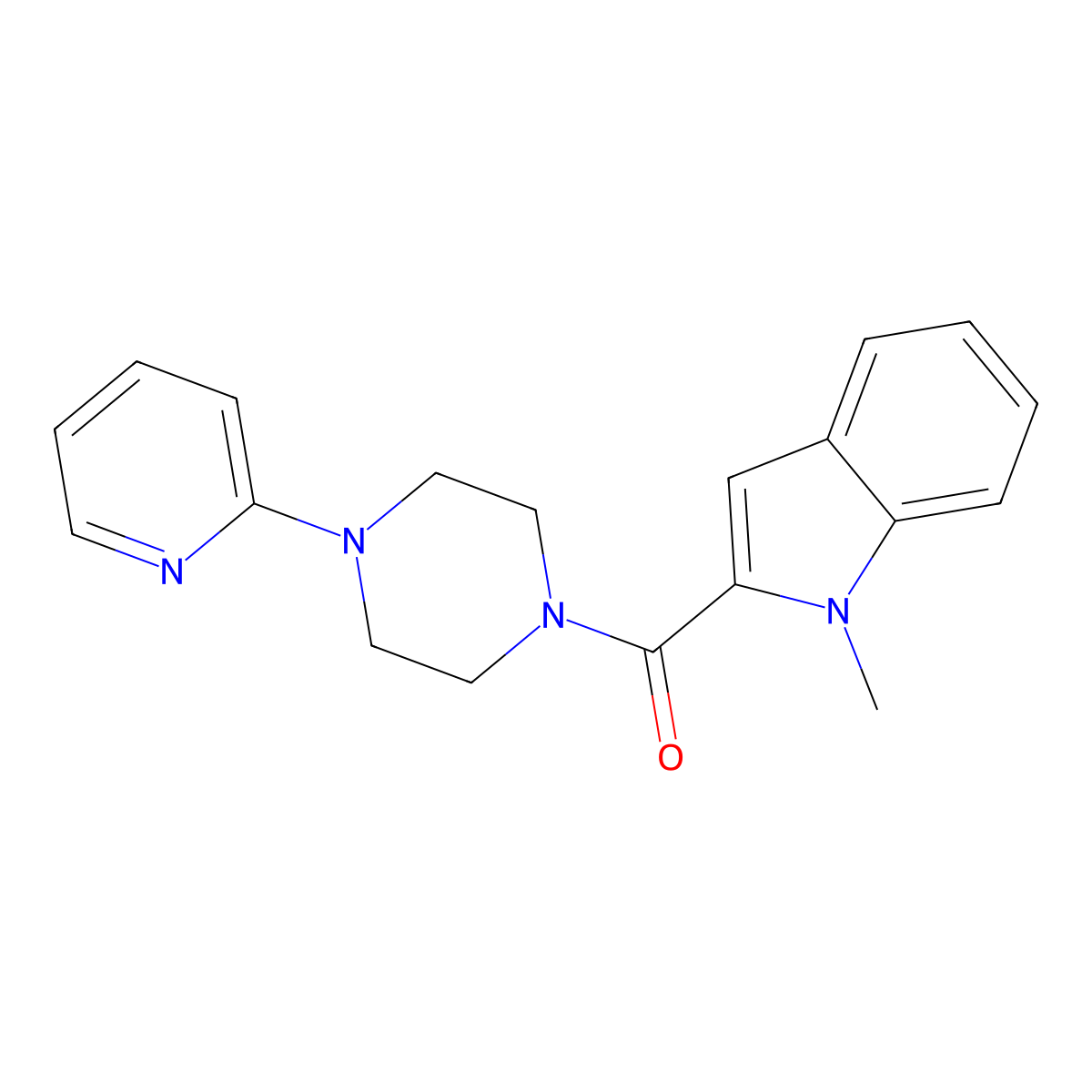 (1-Methylindol-2-yl)-(4-pyridin-2-ylpiperazin-1-yl)methanone molecular structure, CAS 767298-85-1