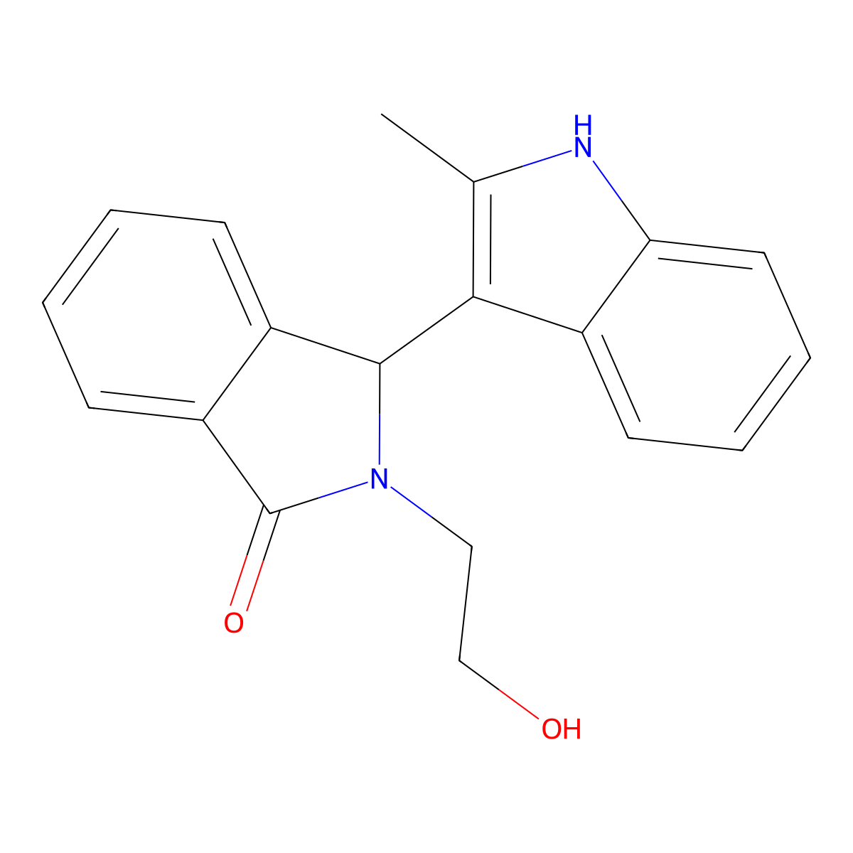 2-(2-hydroxyethyl)-3-(2-methyl-1H-indol-3-yl)-1-isoindolinone molecular structure, CAS 767299-64-9