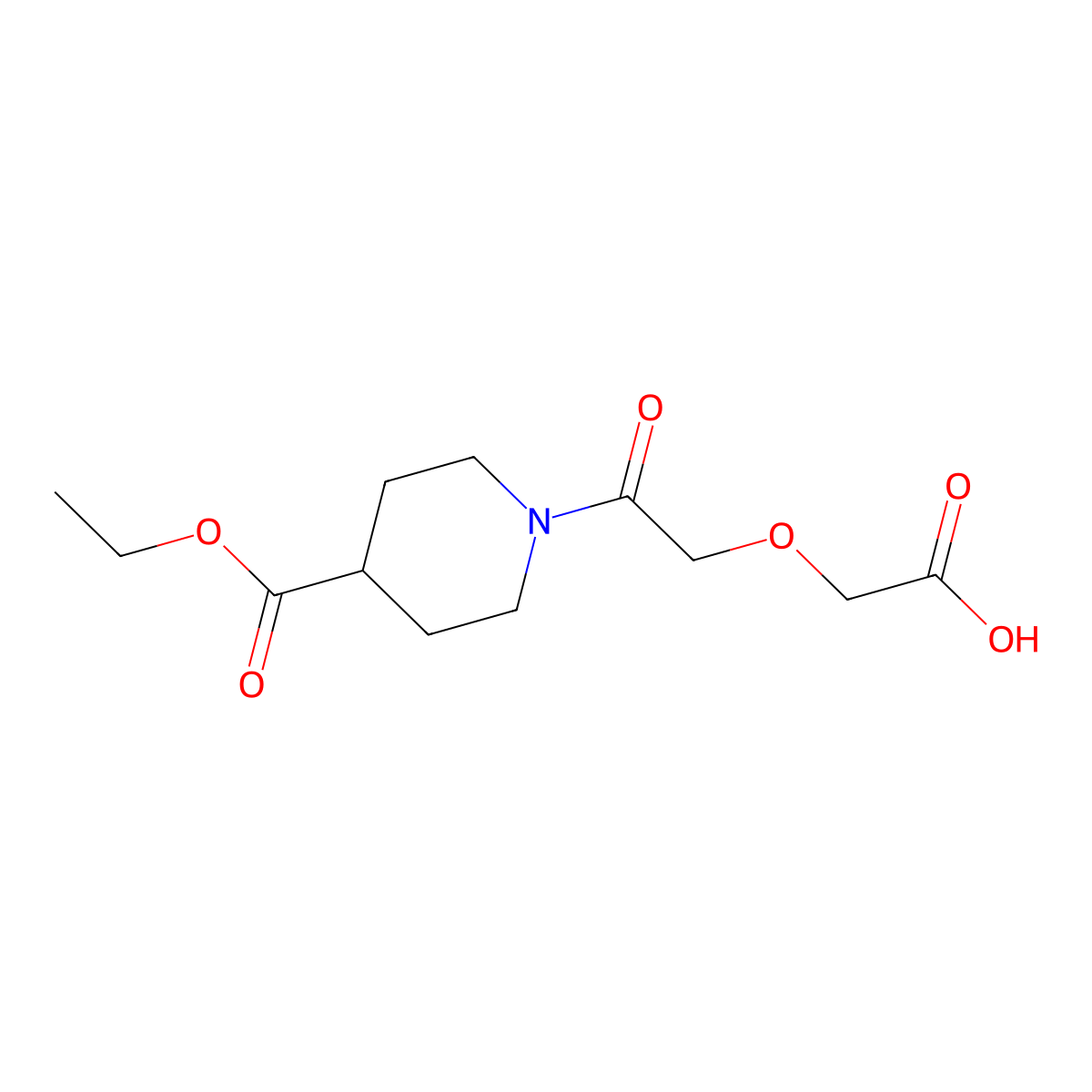 {2-[4-(Ethoxycarbonyl)piperidin-1-yl]-2-oxoethoxy}acetic acid molecular structure, CAS 767299-74-1