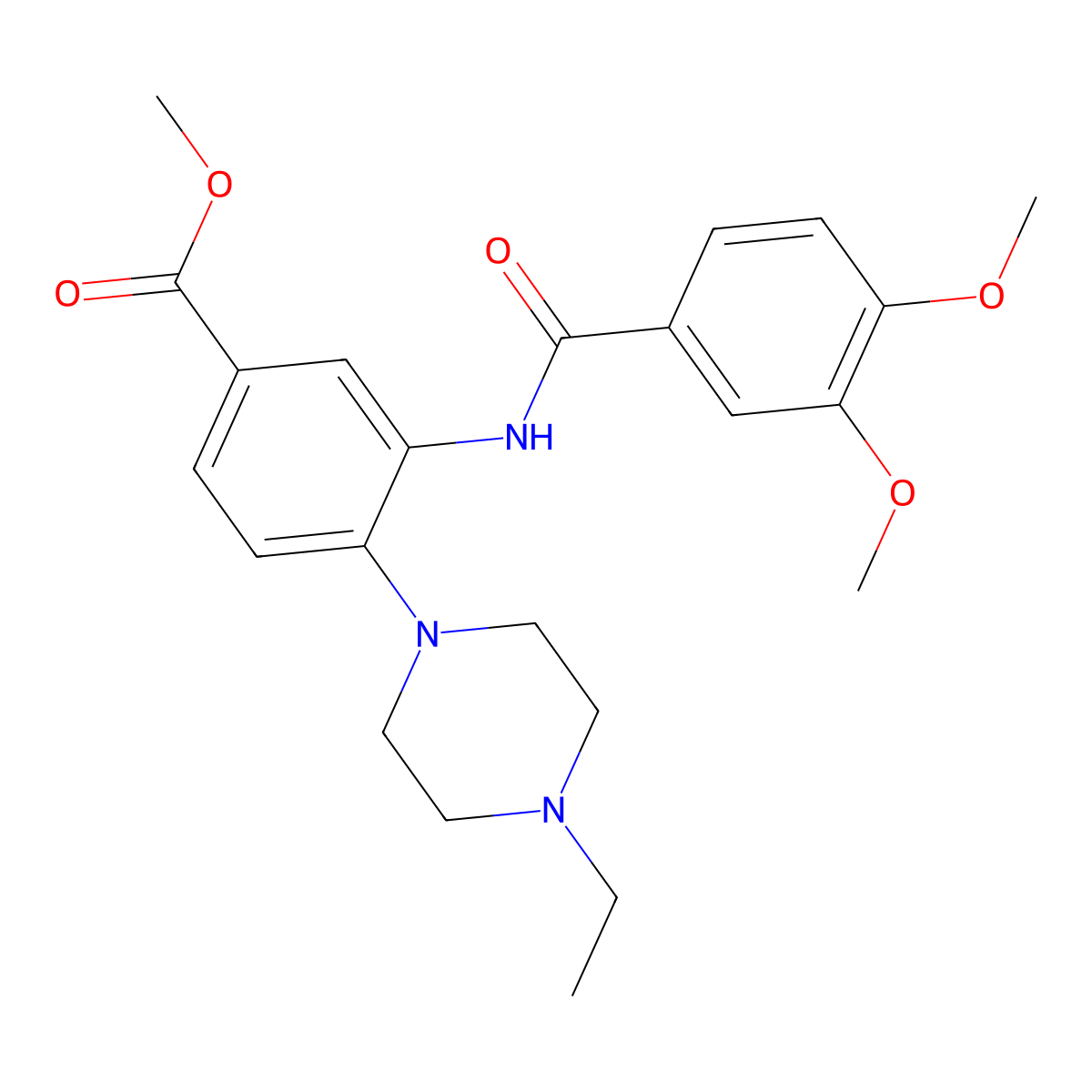 Methyl 3-[(3,4-dimethoxybenzoyl)amino]-4-(4-ethyl-1-piperazinyl)benzoate molecular structure, CAS 767299-86-5