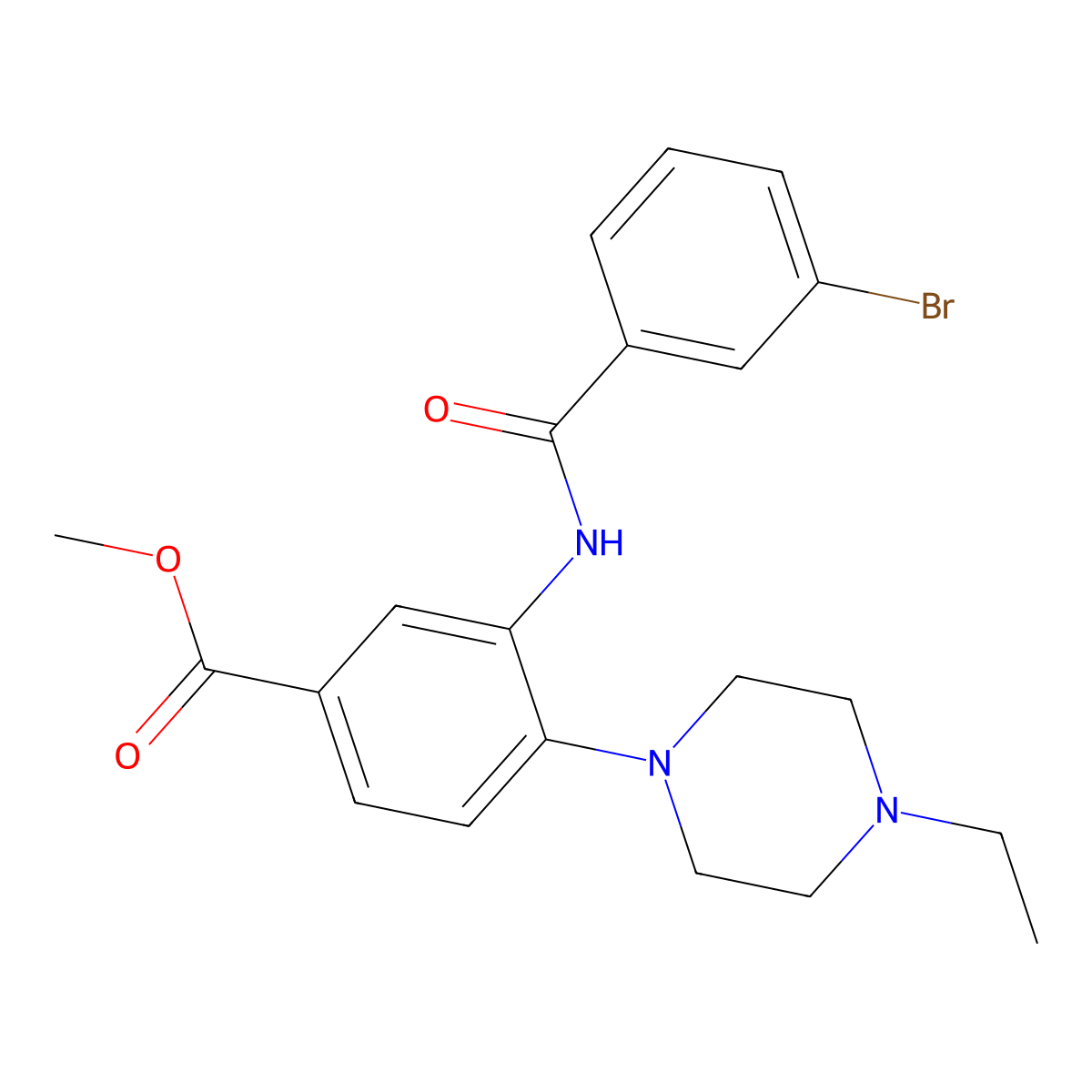 Methyl 3-{[(3-bromophenyl)carbonyl]amino}-4-(4-ethylpiperazin-1-yl)benzoate molecular structure, CAS 767299-94-5