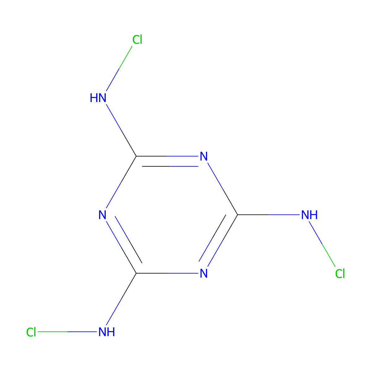 Trichloromelamine molecular structure, CAS 7673-09-8