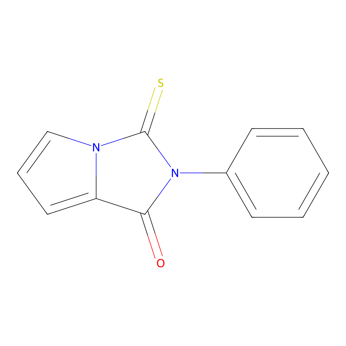 1H-Pyrrolo[1,2-c]imidazol-1-one, 2,3-dihydro-2-phenyl-3-thioxo- molecular structure, CAS 7673-80-5