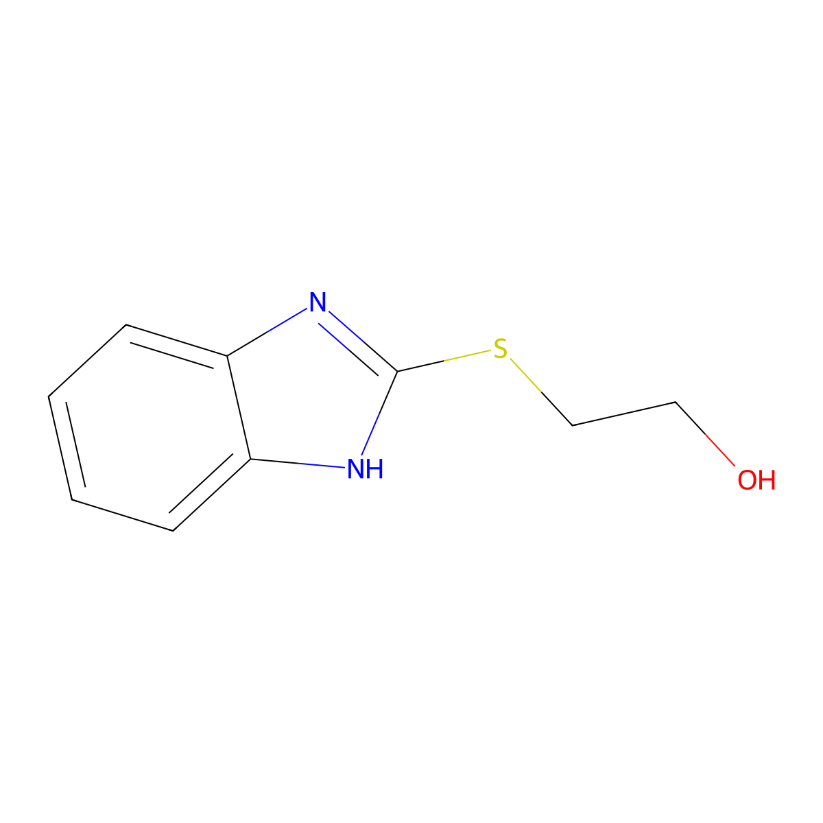 Ethanol, 2-(1H-benzimidazol-2-ylthio)- molecular structure, CAS 7673-83-8