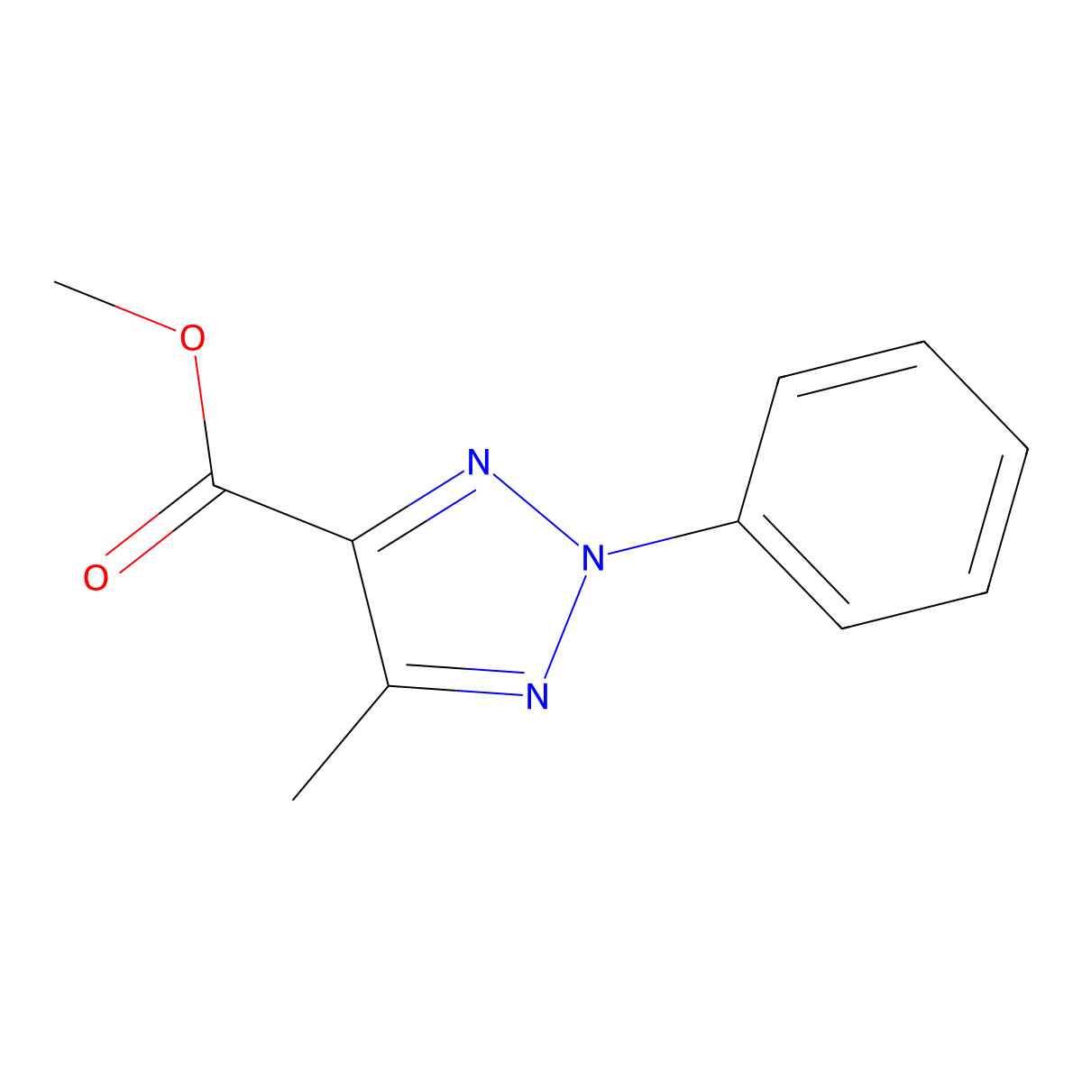 Methyl 5-methyl-2-phenyl-2H-1,2,3-triazole-4-carboxylate molecular structure, CAS 7673-93-0