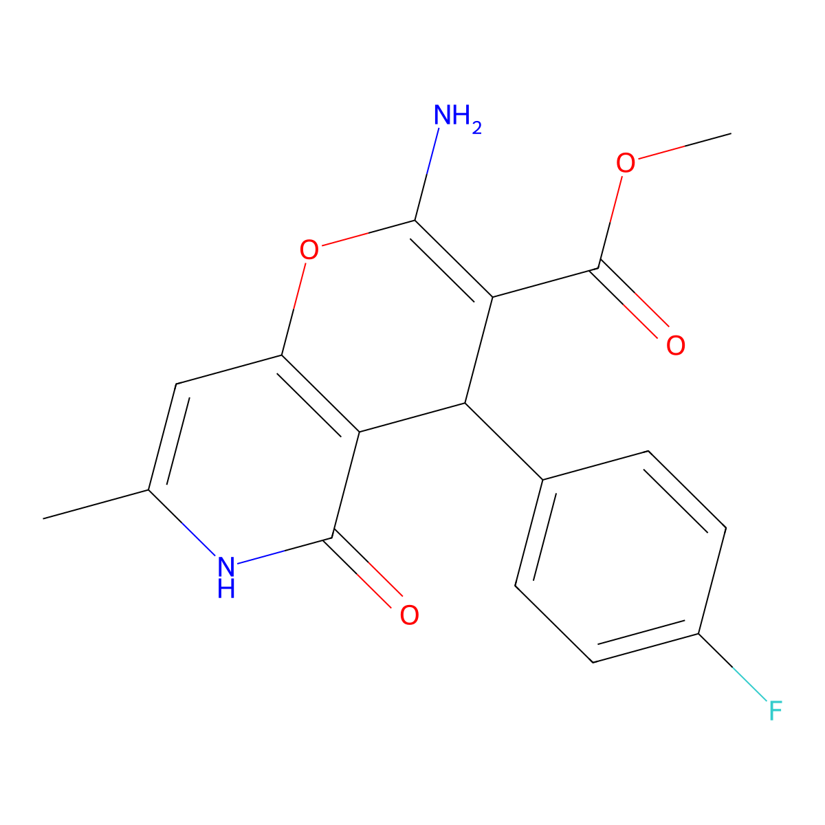methyl 2-amino-4-(4-fluorophenyl)-7-methyl-5-oxo-5,6-dihydro-4H-pyrano[3,2-c]pyridine-3-carboxylate molecular structure, CAS 767300-05-0