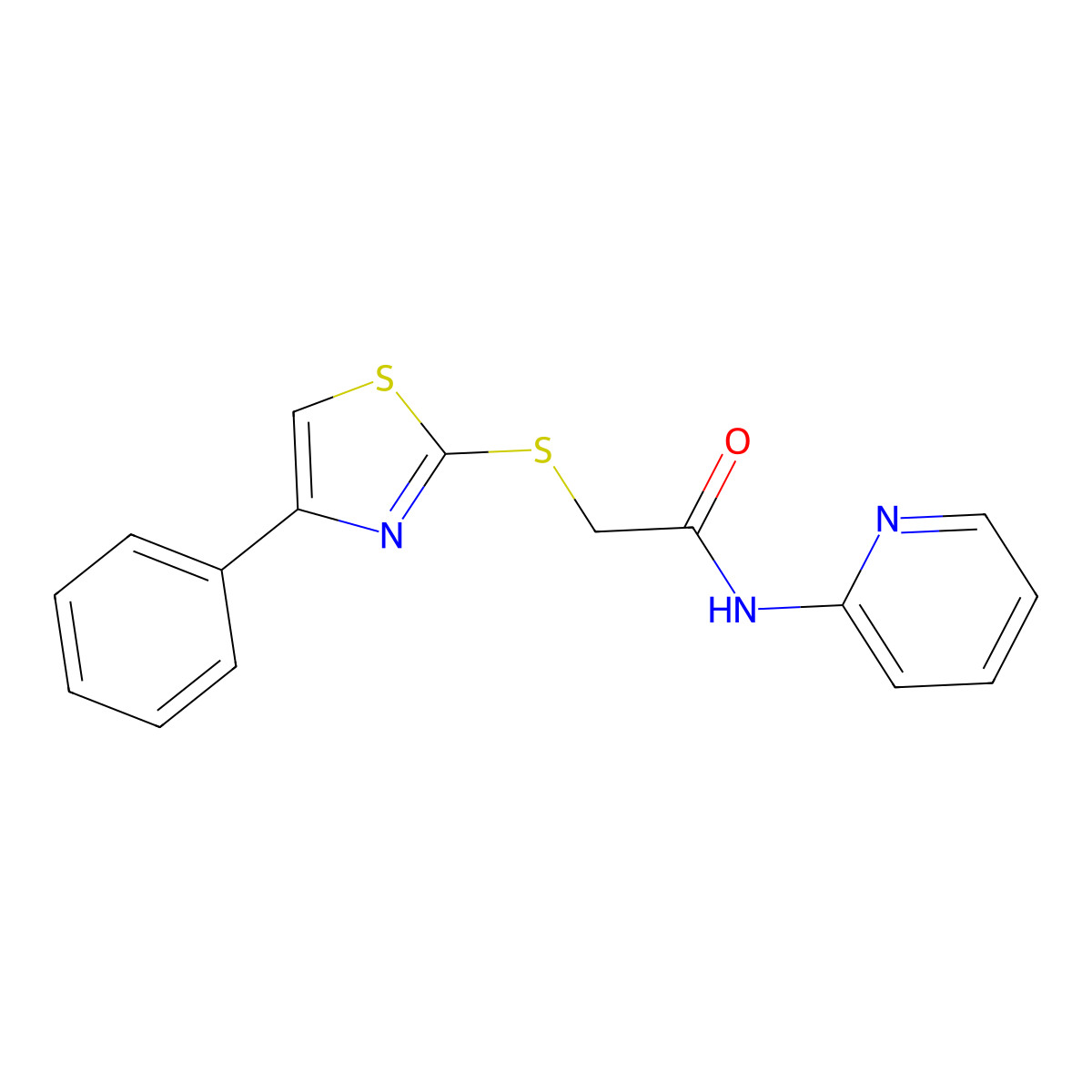 2-[(4-phenyl-1,3-thiazol-2-yl)sulfanyl]-N-pyridin-2-ylacetamide molecular structure, CAS 767301-70-2