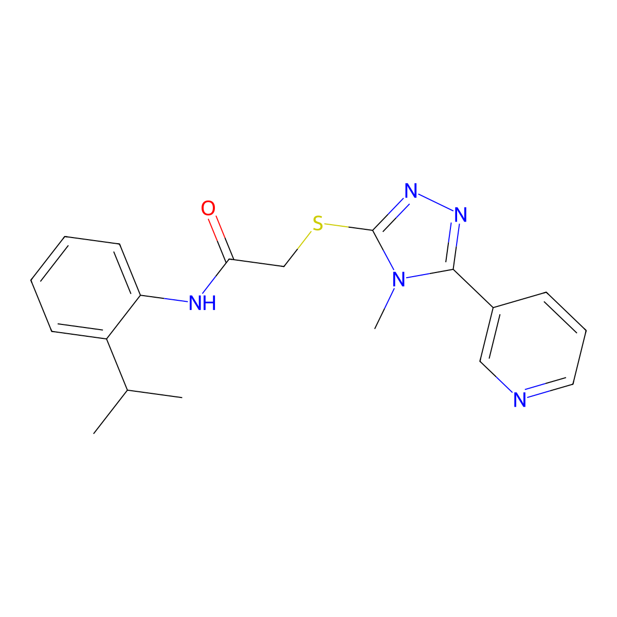 2-{[4-methyl-5-(pyridin-3-yl)-4H-1,2,4-triazol-3-yl]sulfanyl}-N-[2-(propan-2-yl)phenyl]acetamide molecular structure, CAS 767302-58-9