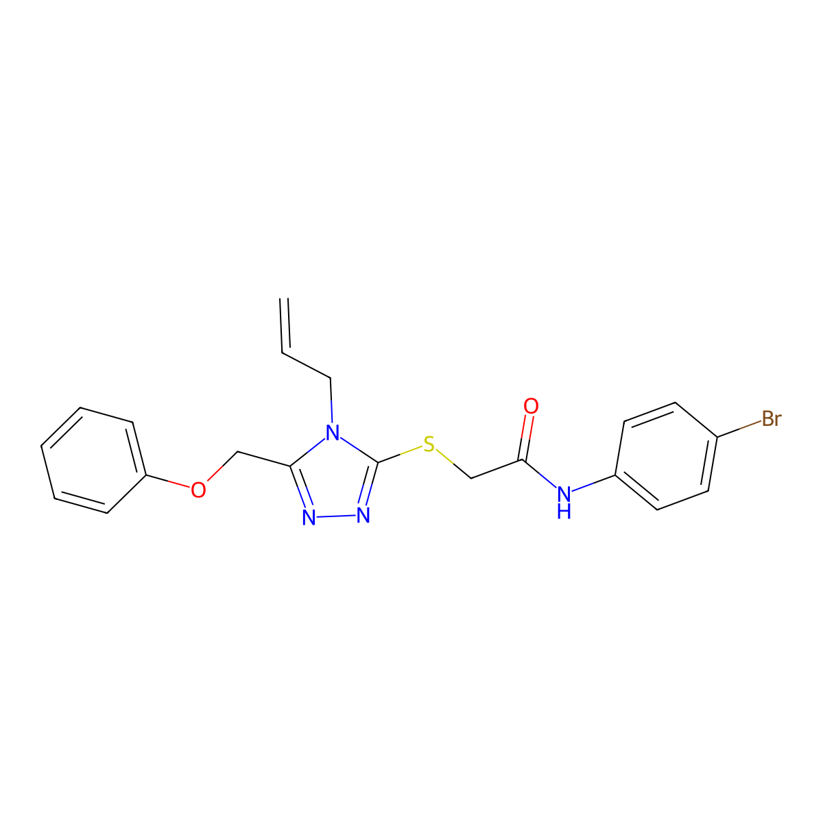 N-(4-bromophenyl)-2-{[5-(phenoxymethyl)-4-(prop-2-en-1-yl)-4H-1,2,4-triazol-3-yl]sulfanyl}acetamide molecular structure, CAS 767309-55-7
