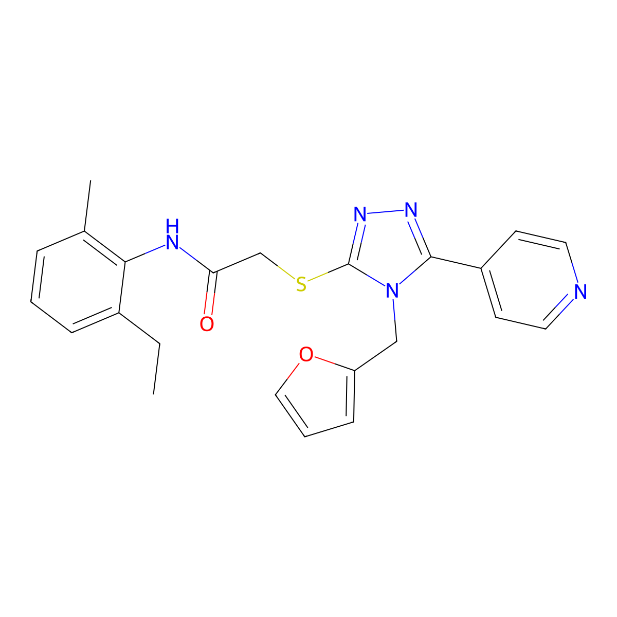 N-(2-ethyl-6-methylphenyl)-2-{[4-(furan-2-ylmethyl)-5-(pyridin-4-yl)-4H-1,2,4-triazol-3-yl]sulfanyl}acetamide molecular structure, CAS 767309-77-3