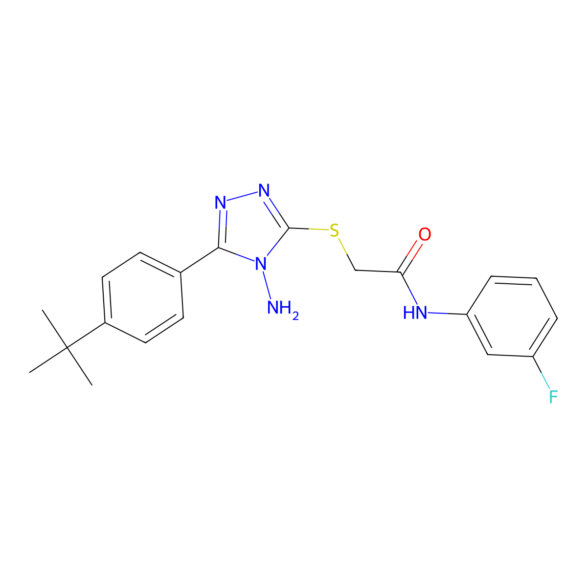 2-{[4-amino-5-(4-tert-butylphenyl)-4H-1,2,4-triazol-3-yl]sulfanyl}-N-(3-fluorophenyl)acetamide molecular structure, CAS 767311-47-7
