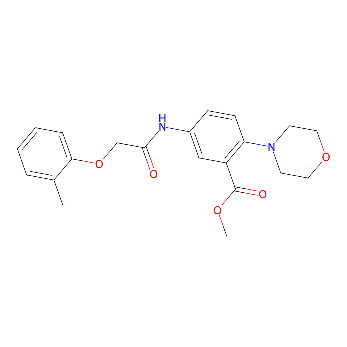 Methyl 5-{[(2-methylphenoxy)acetyl]amino}-2-(4-morpholinyl)benzoate molecular structure, CAS 767314-52-3