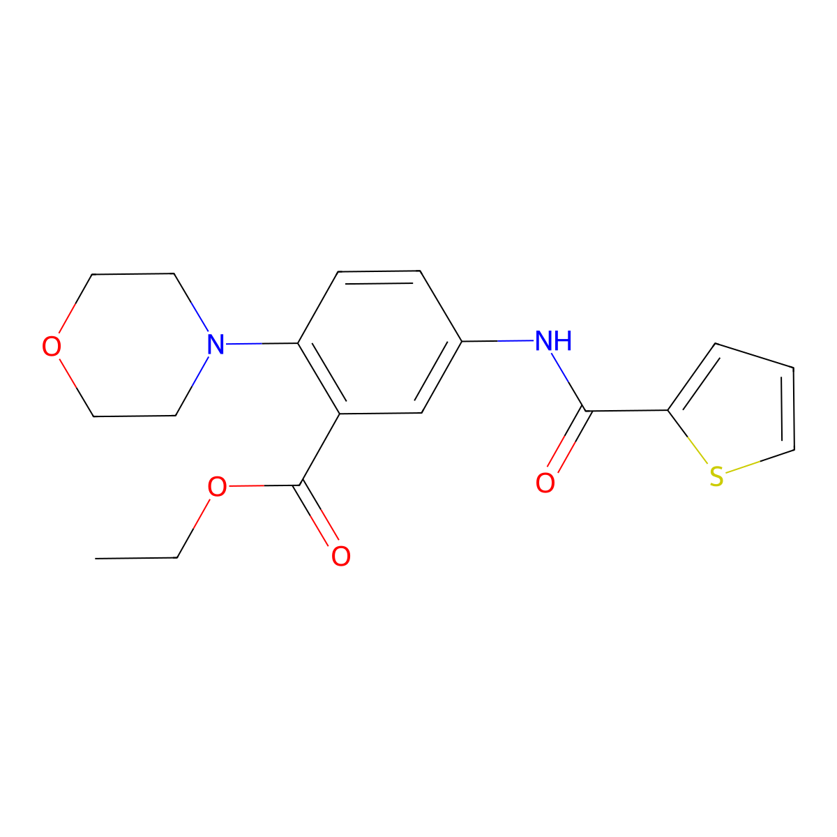 Ethyl 2-morpholin-4-yl-5-(2-thienylcarbonylamino)benzoate molecular structure, CAS 767314-59-0