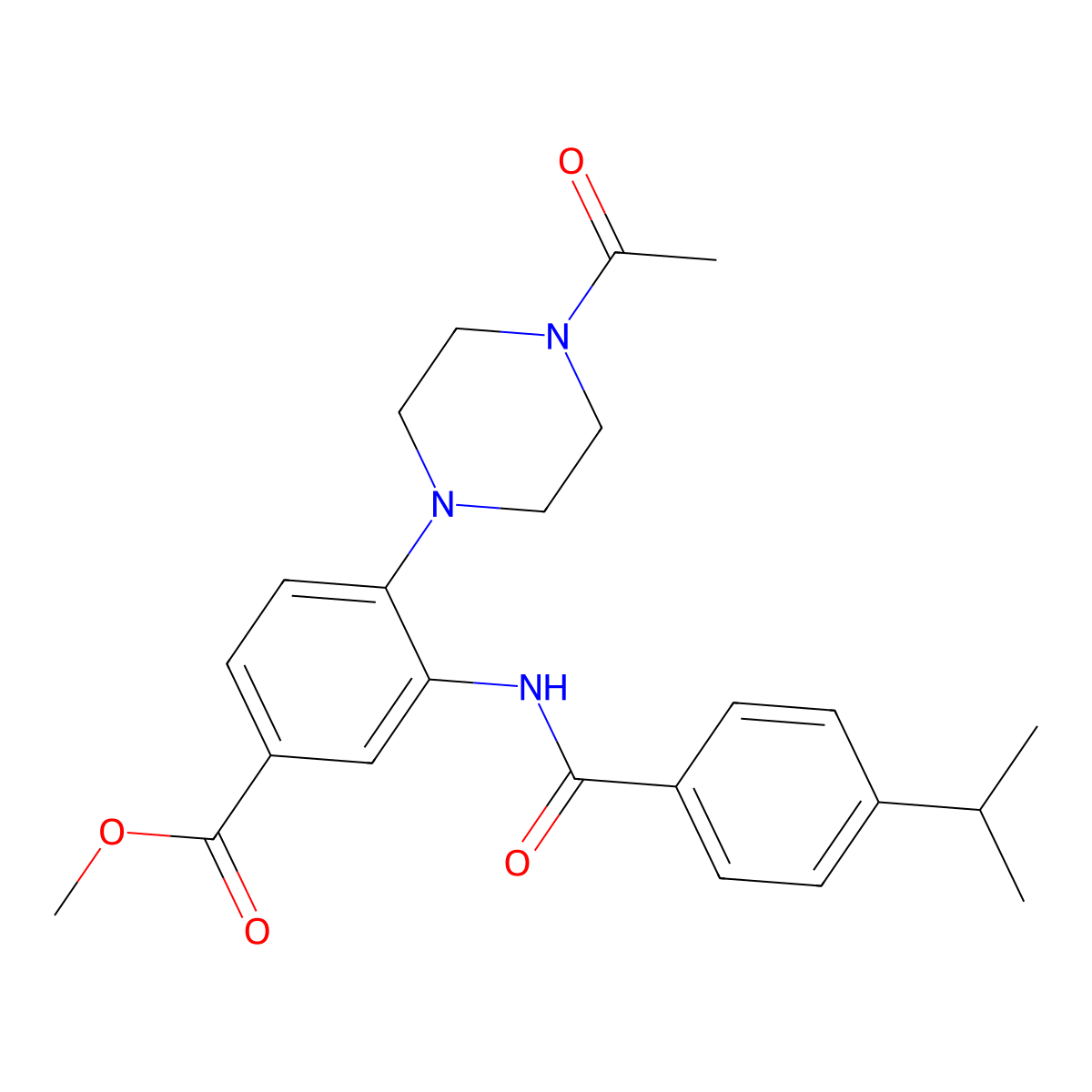 Methyl 4-(4-acetylpiperazin-1-YL)-3-(4-isopropylbenzamido)benzoate molecular structure, CAS 767314-75-0
