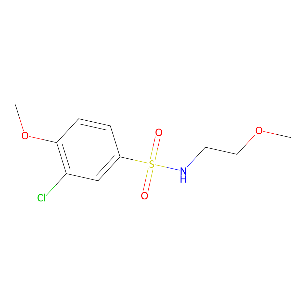 3-chloro-4-methoxy-N-(2-methoxyethyl)benzenesulfonamide molecular structure, CAS 767315-70-8