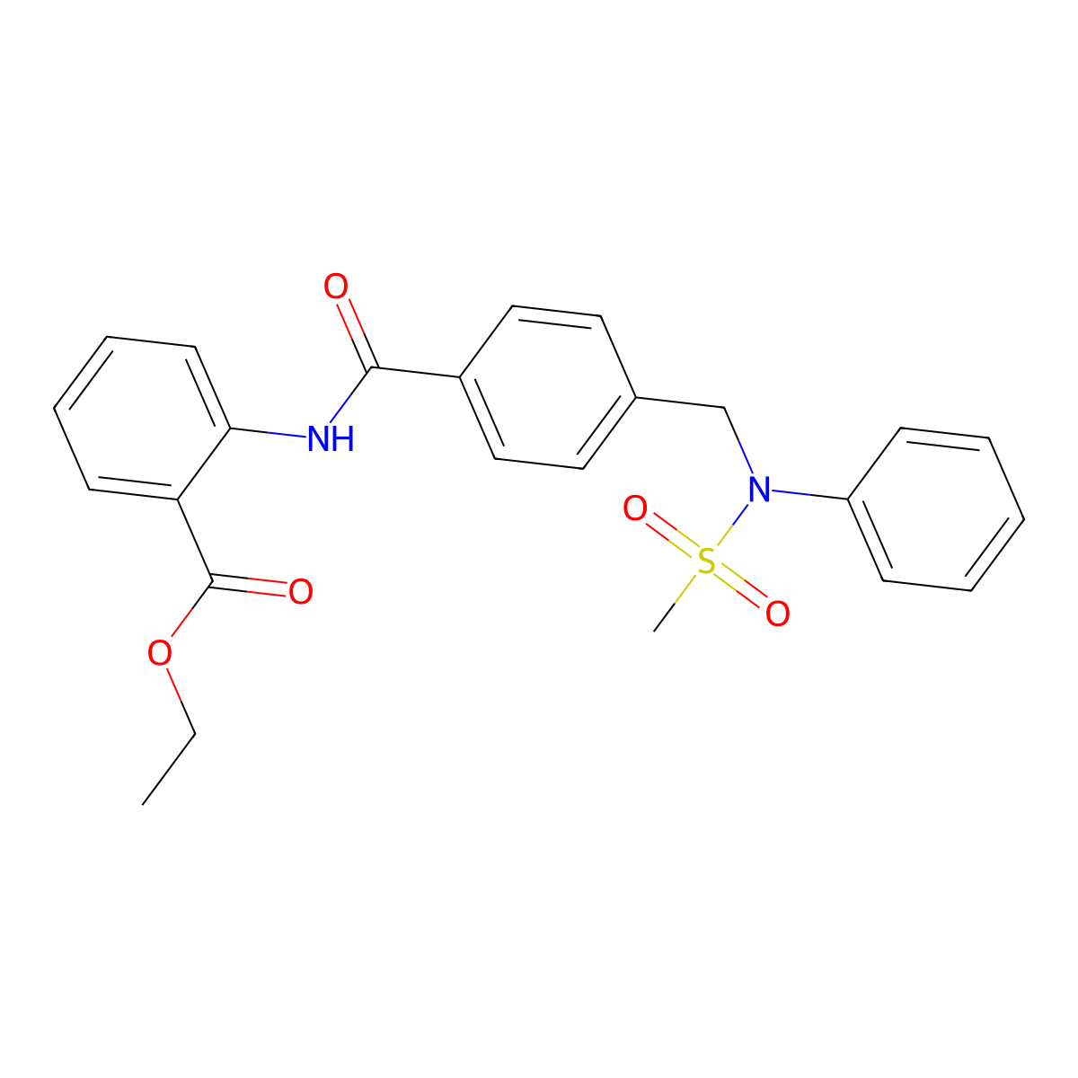 Ethyl 2-{[(4-{[(methylsulfonyl)(phenyl)amino]methyl}phenyl)carbonyl]amino}benzoate molecular structure, CAS 767315-93-5