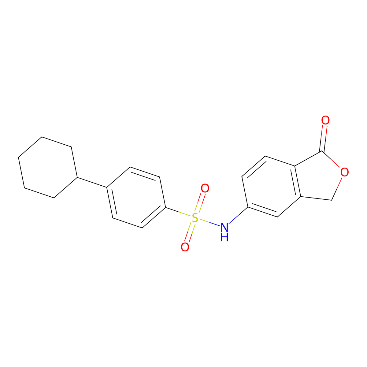 4-cyclohexyl-N-(1-oxo-1,3-dihydro-2-benzofuran-5-yl)benzenesulfonamide molecular structure, CAS 767315-97-9