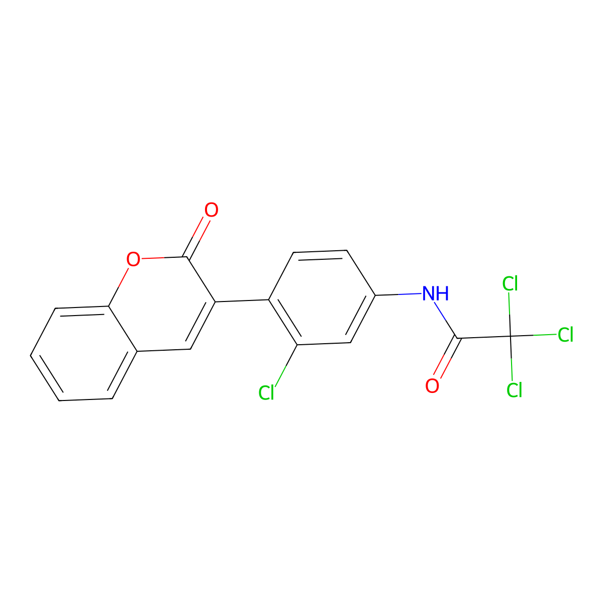 2,2,2-trichloro-N-[3-chloro-4-(2-oxochromen-3-yl)phenyl]acetamide molecular structure, CAS 767316-15-4