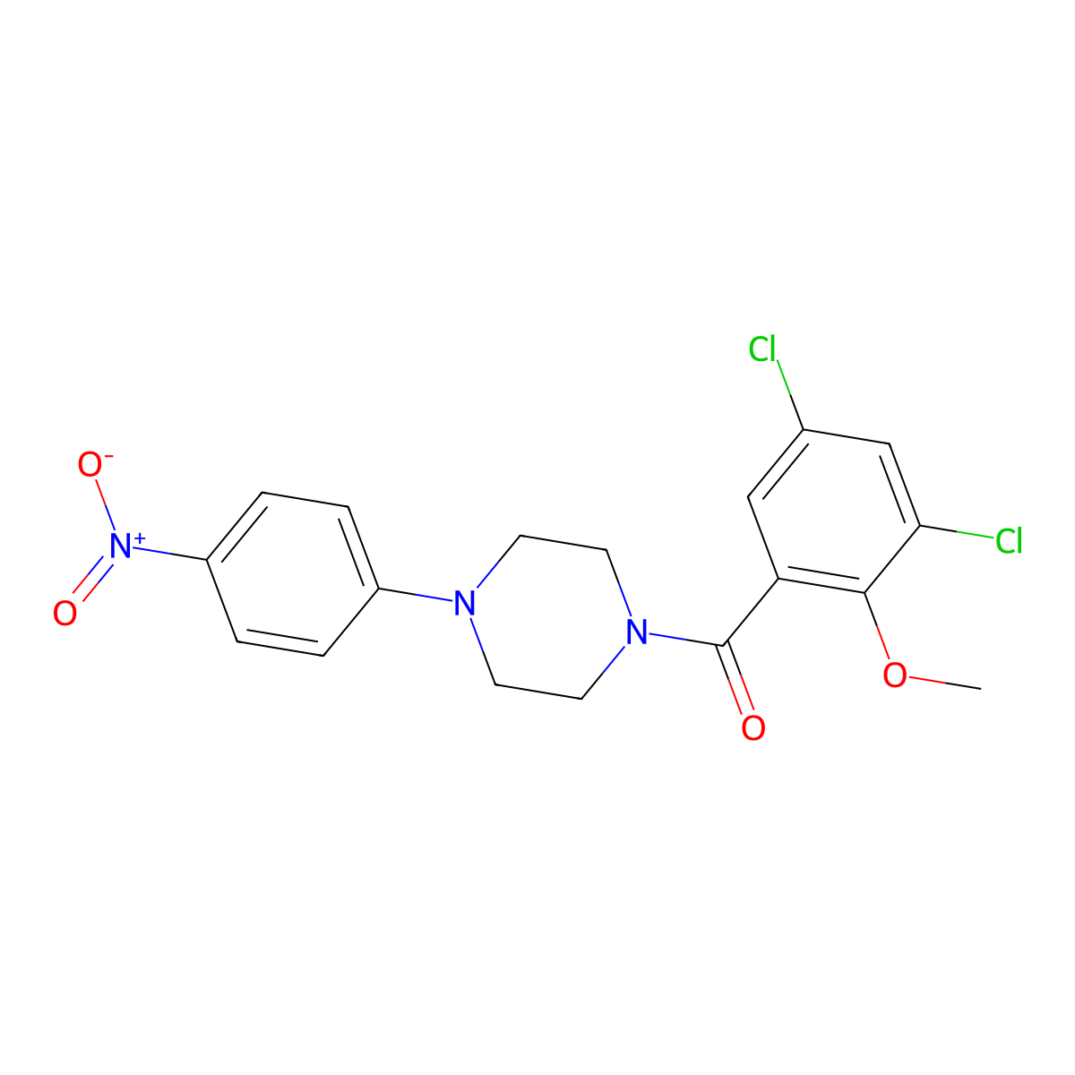 (3,5-Dichloro-2-methoxyphenyl)[4-(4-nitrophenyl)piperazin-1-yl]methanone molecular structure, CAS 767316-16-5