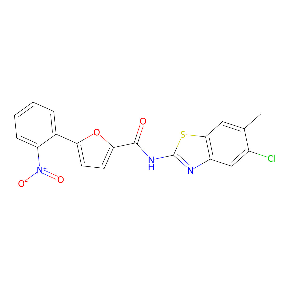 N-(5-chloro-6-methyl-1,3-benzothiazol-2-yl)-5-(2-nitrophenyl)furan-2-carboxamide molecular structure, CAS 767316-22-3