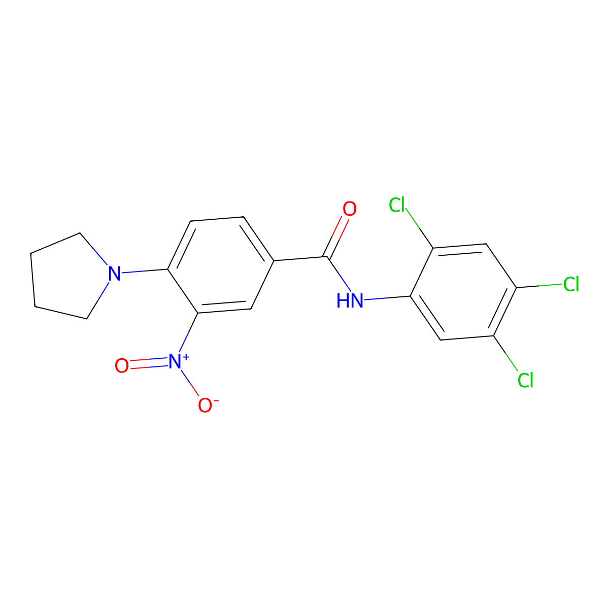 3-nitro-4-pyrrolidin-1-yl-N-(2,4,5-trichlorophenyl)benzamide molecular structure, CAS 767316-28-9