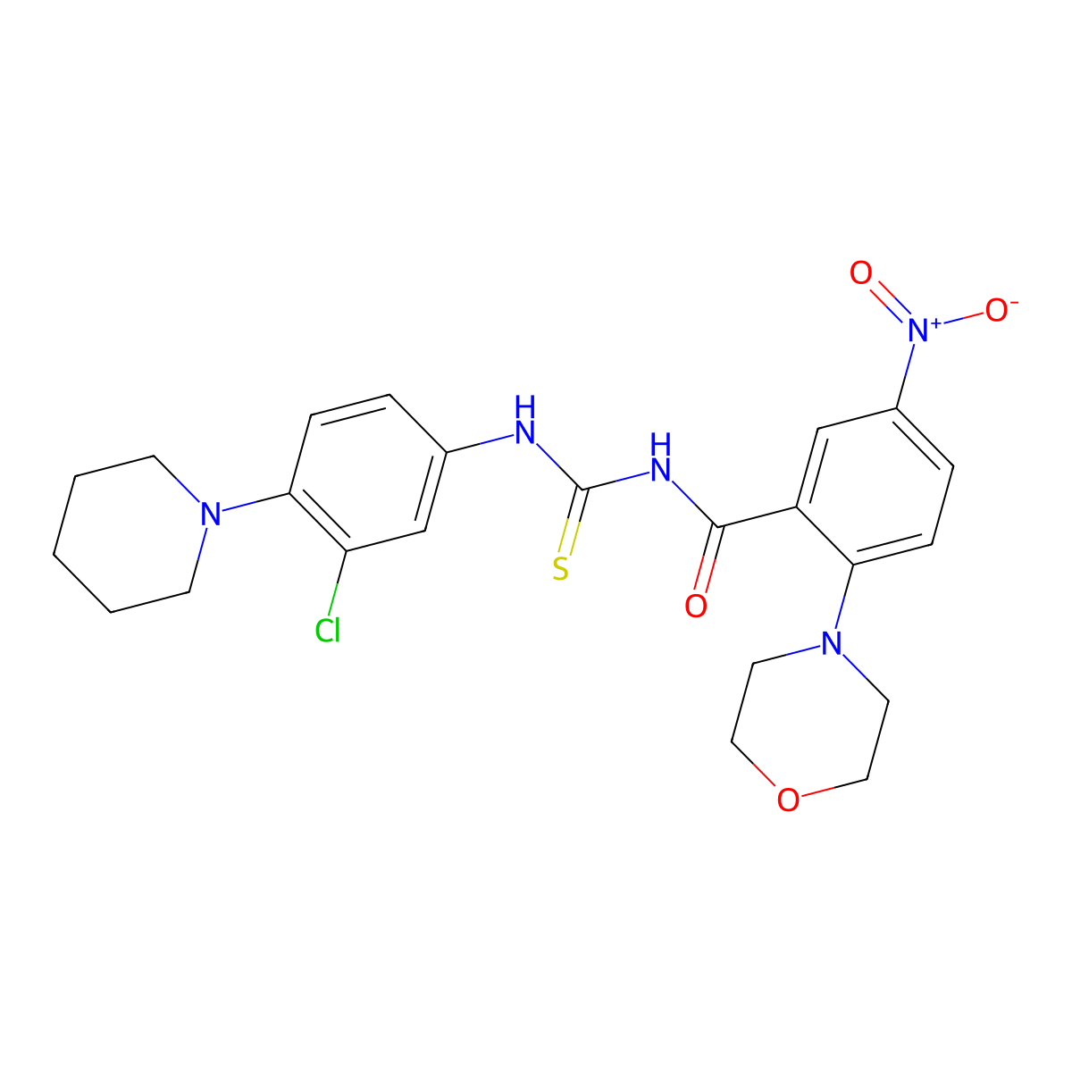 N-[(3-chloro-4-piperidin-1-ylphenyl)carbamothioyl]-2-morpholin-4-yl-5-nitrobenzamide molecular structure, CAS 767316-35-8