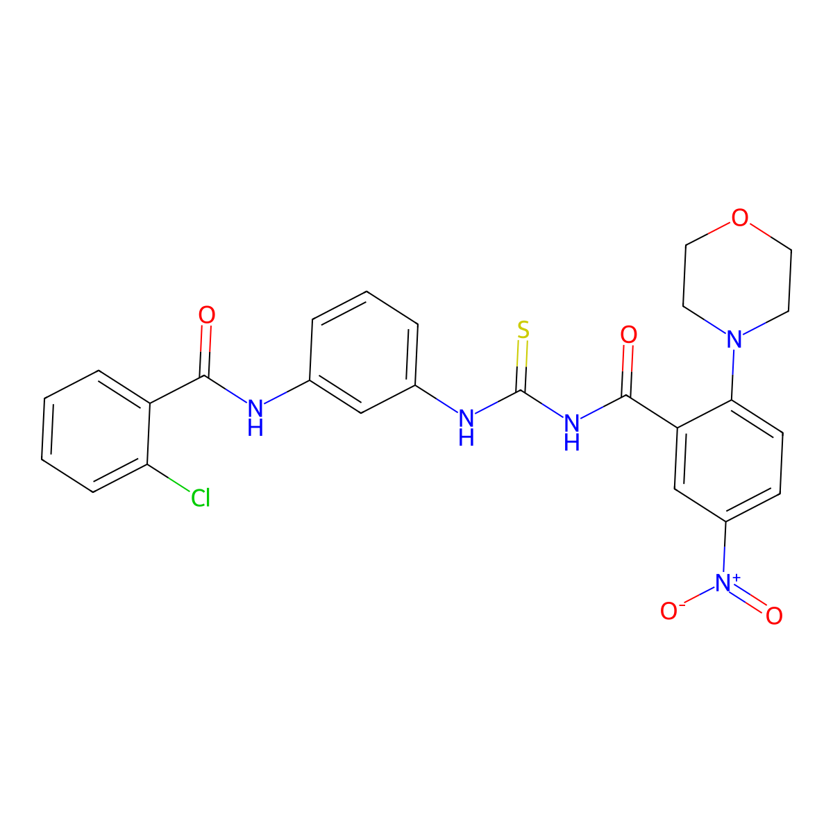 N-[[3-[(2-chlorobenzoyl)amino]phenyl]carbamothioyl]-2-morpholin-4-yl-5-nitrobenzamide molecular structure, CAS 767316-36-9