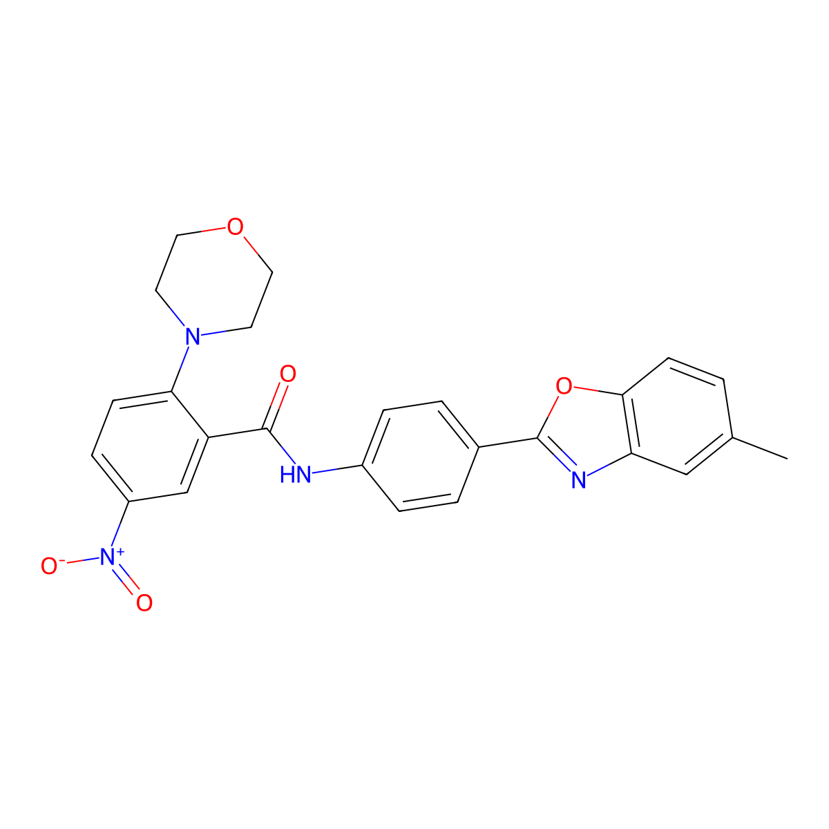 N-[4-(5-methyl-1,3-benzoxazol-2-yl)phenyl]-2-morpholin-4-yl-5-nitrobenzamide molecular structure, CAS 767316-41-6
