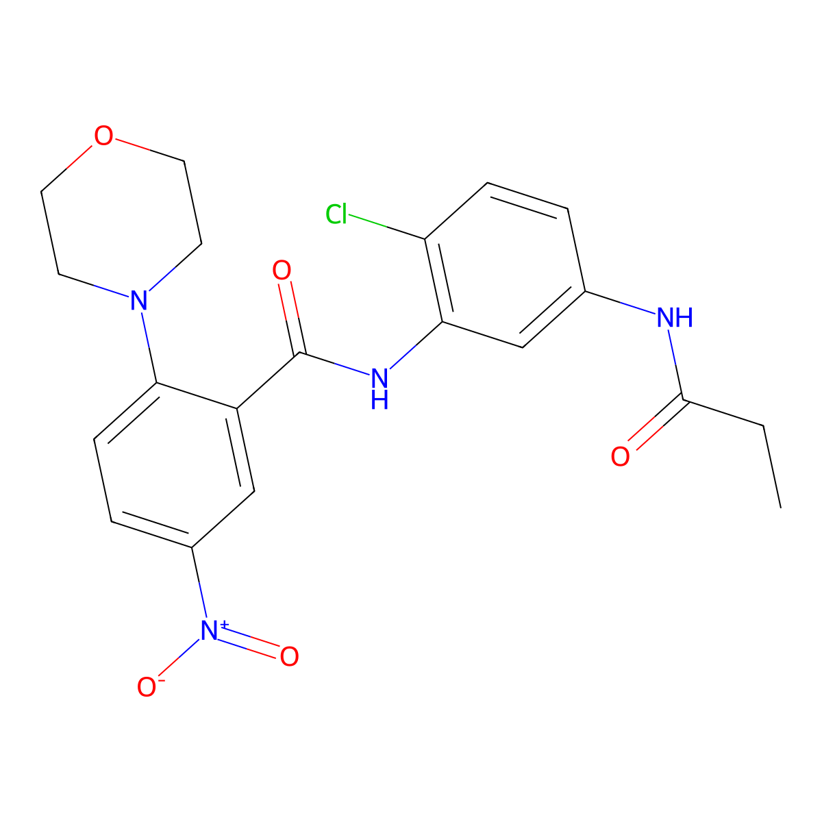 N-[2-chloro-5-(propanoylamino)phenyl]-2-morpholin-4-yl-5-nitrobenzamide molecular structure, CAS 767316-42-7