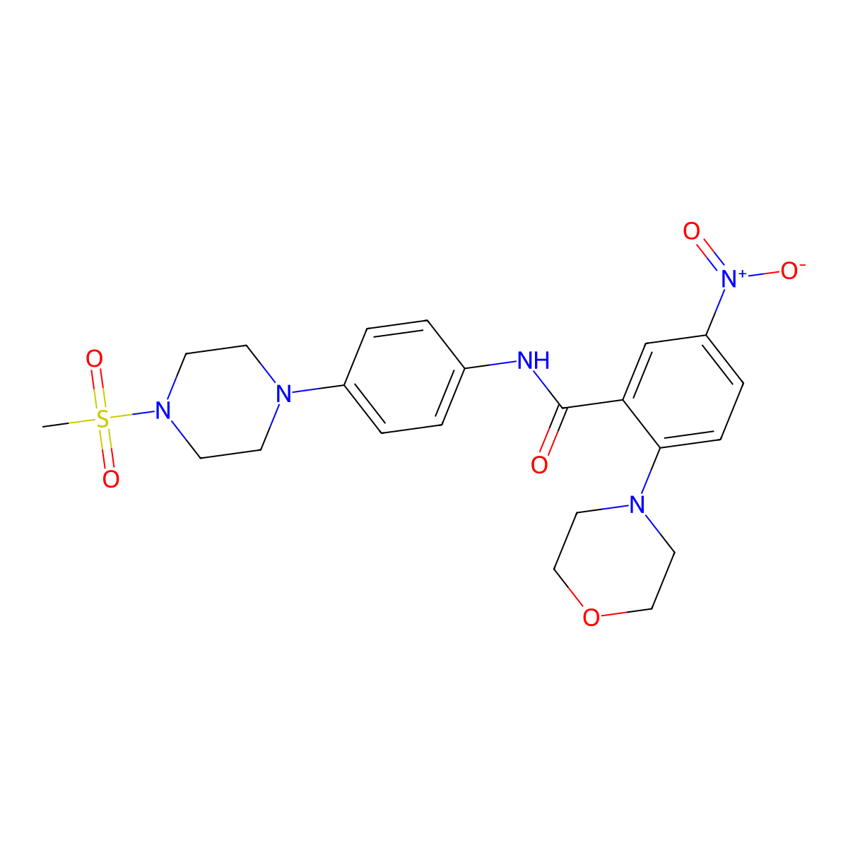 N-[4-(4-methylsulfonylpiperazin-1-yl)phenyl]-2-morpholin-4-yl-5-nitrobenzamide molecular structure, CAS 767316-43-8