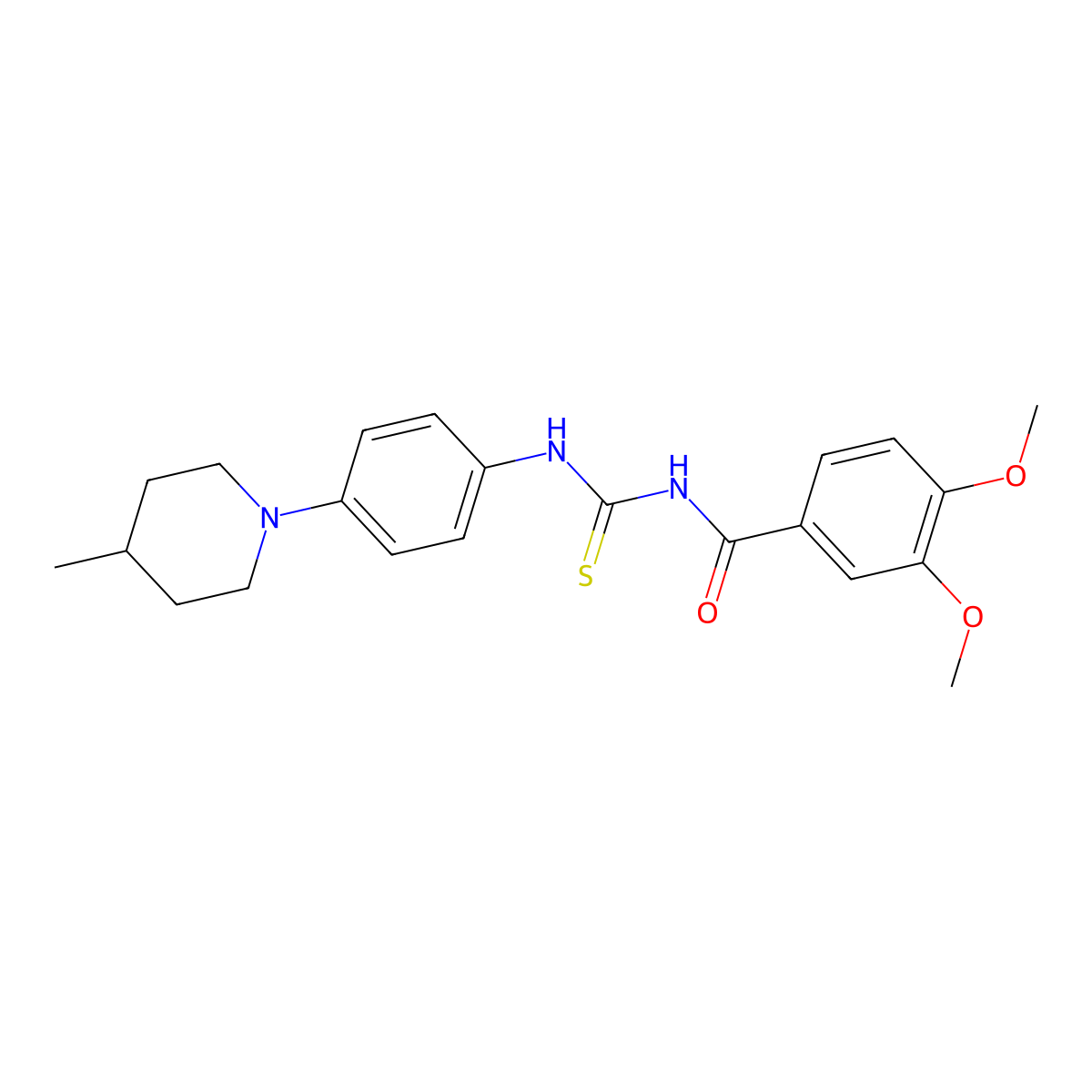3,4-dimethoxy-N-[[4-(4-methylpiperidin-1-yl)phenyl]carbamothioyl]benzamide molecular structure, CAS 767316-59-6